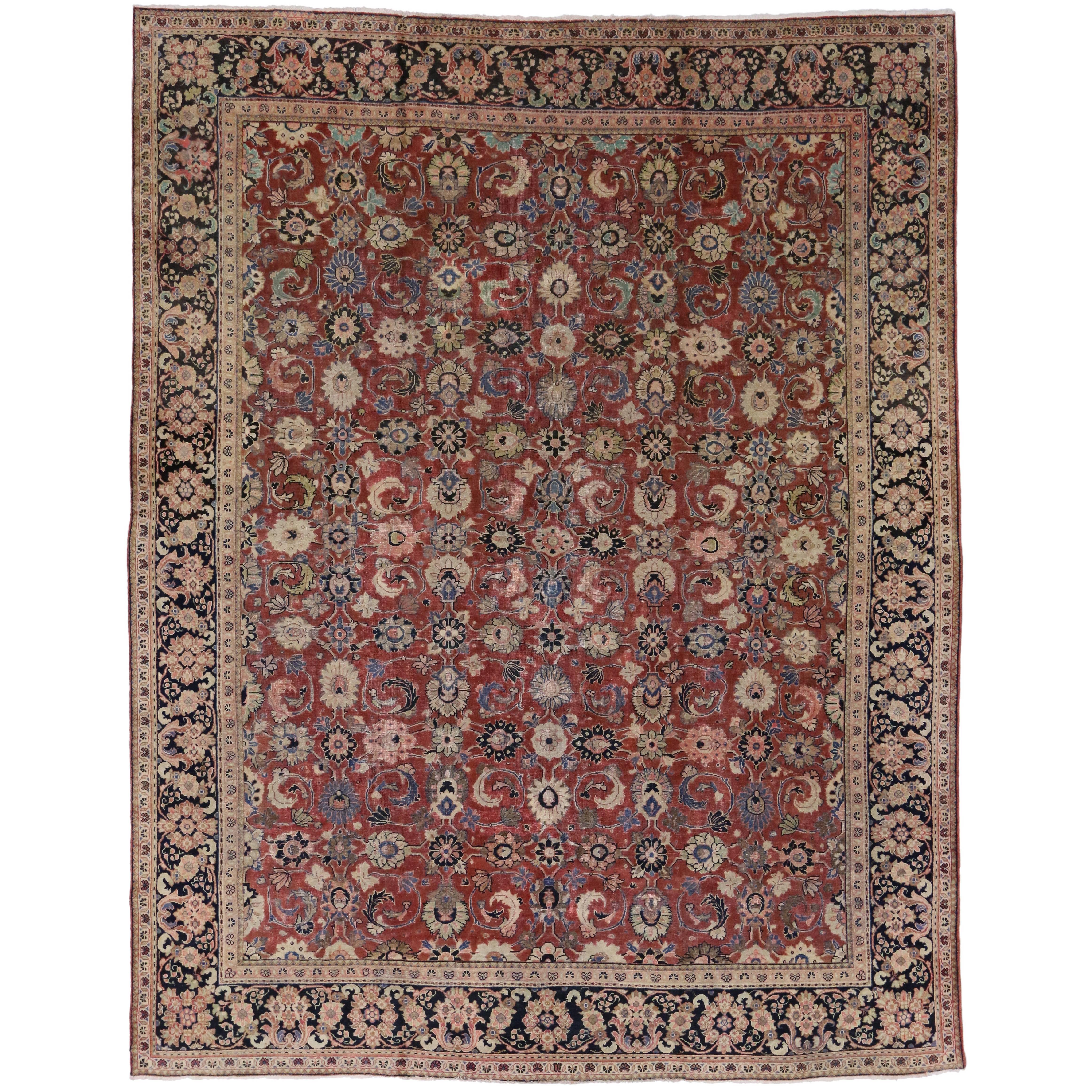 Vintage Persian Mahal Area Rug with Traditional Colonial and Federal Style For Sale