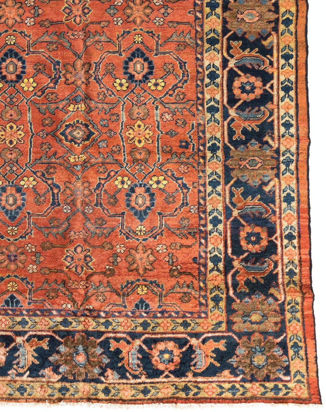 Antique Persian Rust and Navy Blue Mahal Ziegler Carpet 1