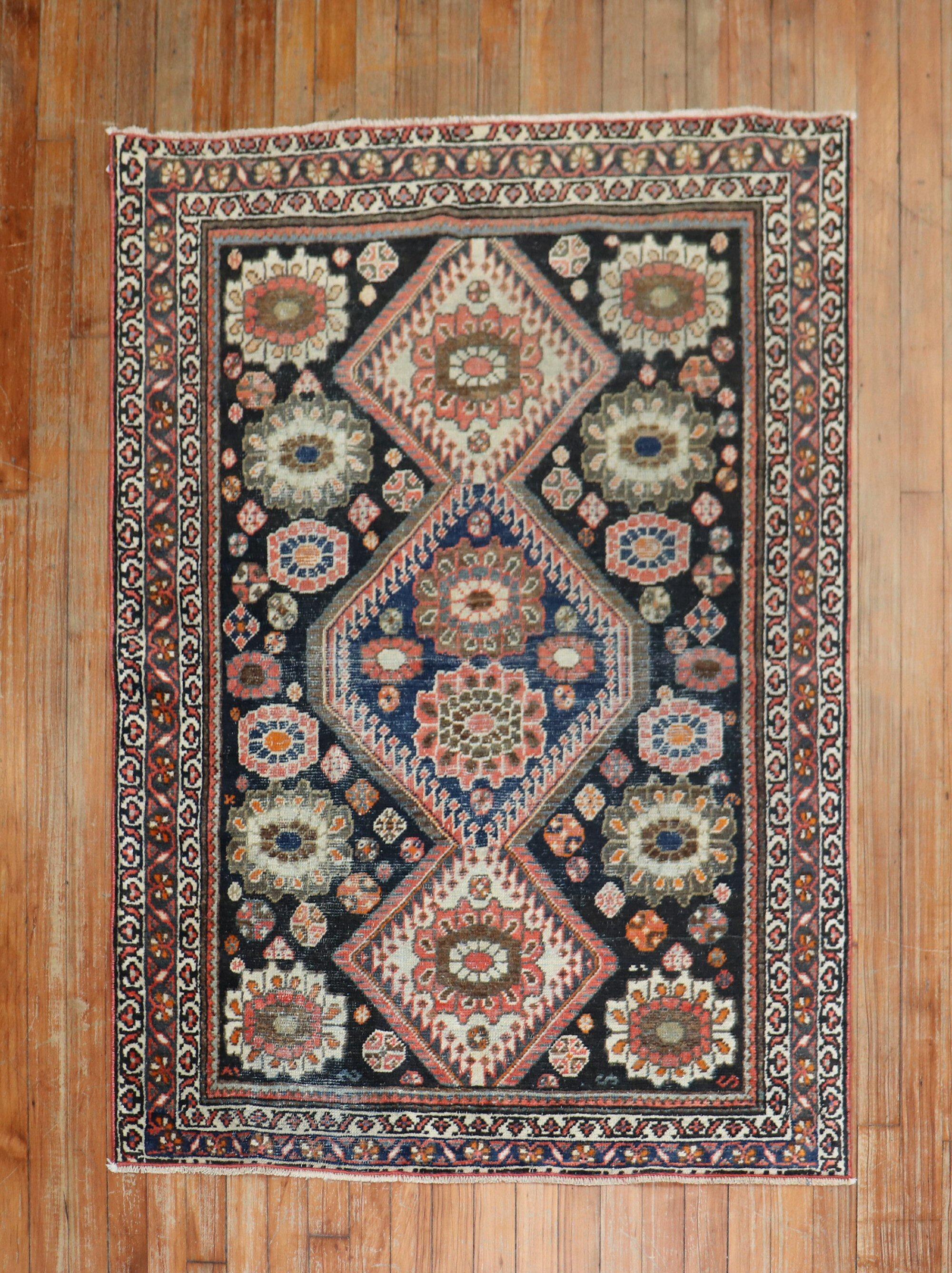 Persian Mahal scatter size rug from the 1st quarter of the 20th century.

3'5'' x 4'9''

Mahal Persian carpets from the 19th century and turn of the 20th century have become one of the most desirable among Persian village weavings, as they appeal