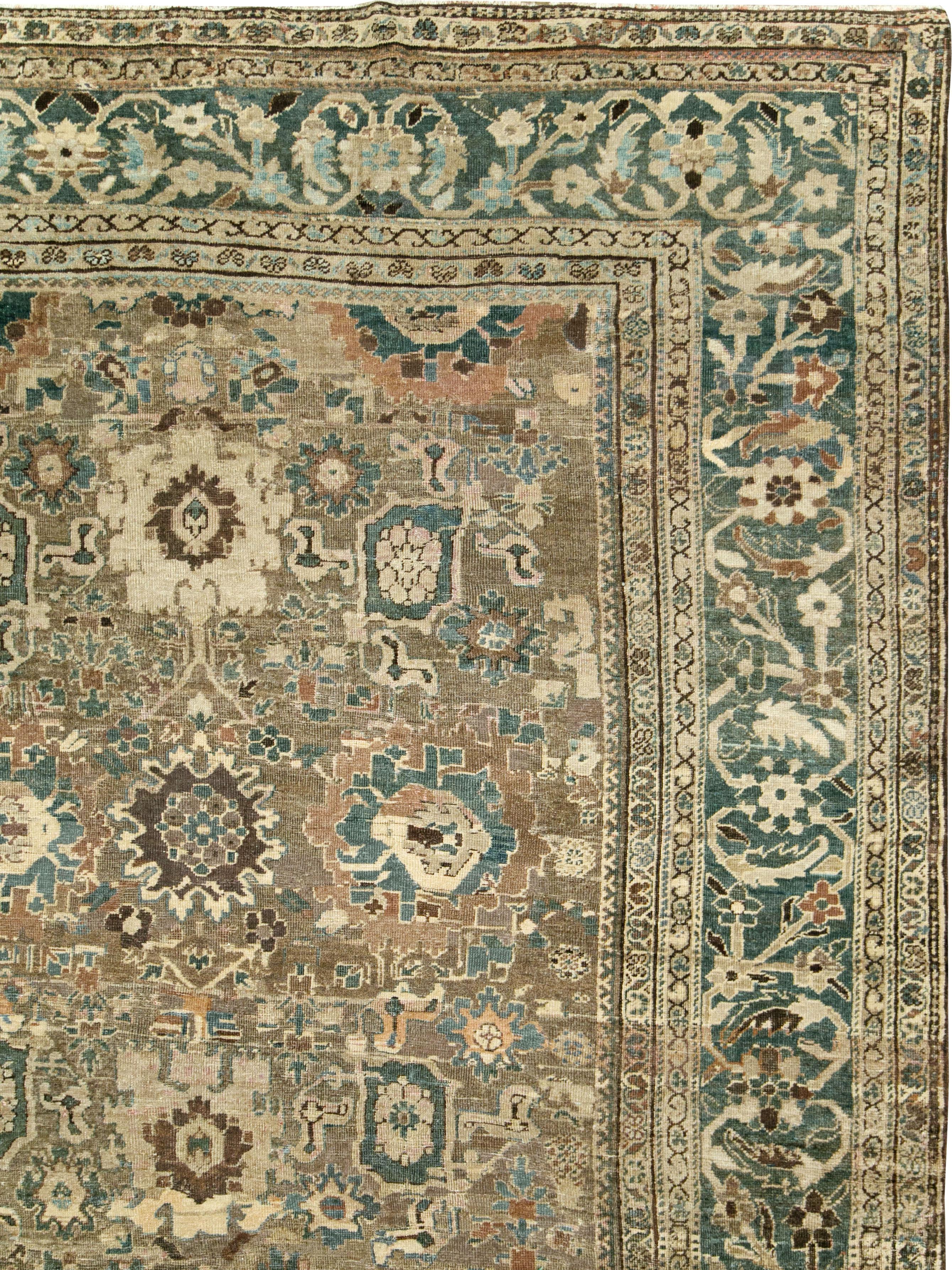 Rustic Antique Persian Mahal Carpet