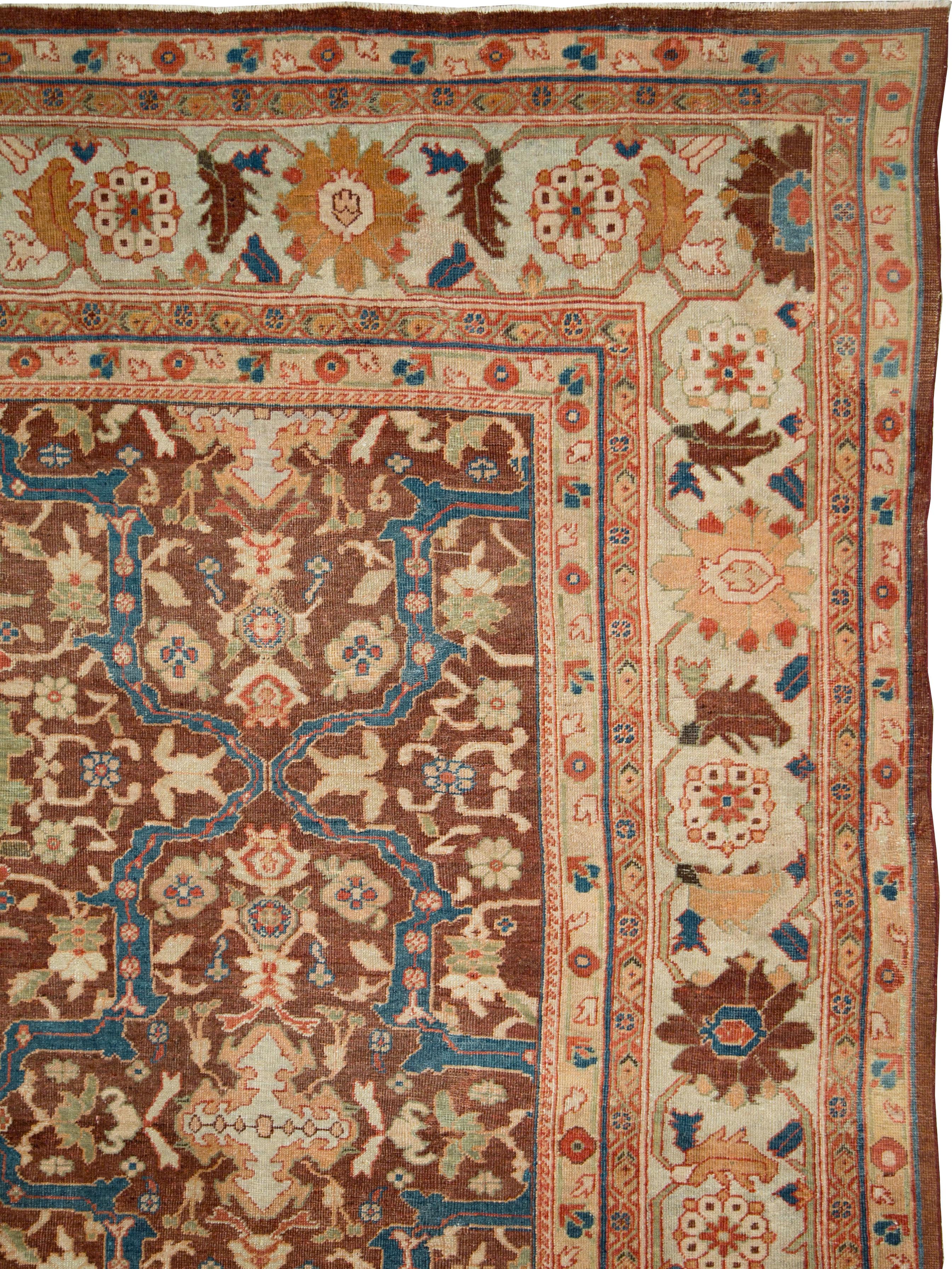 Rustic Antique Persian Mahal Carpet