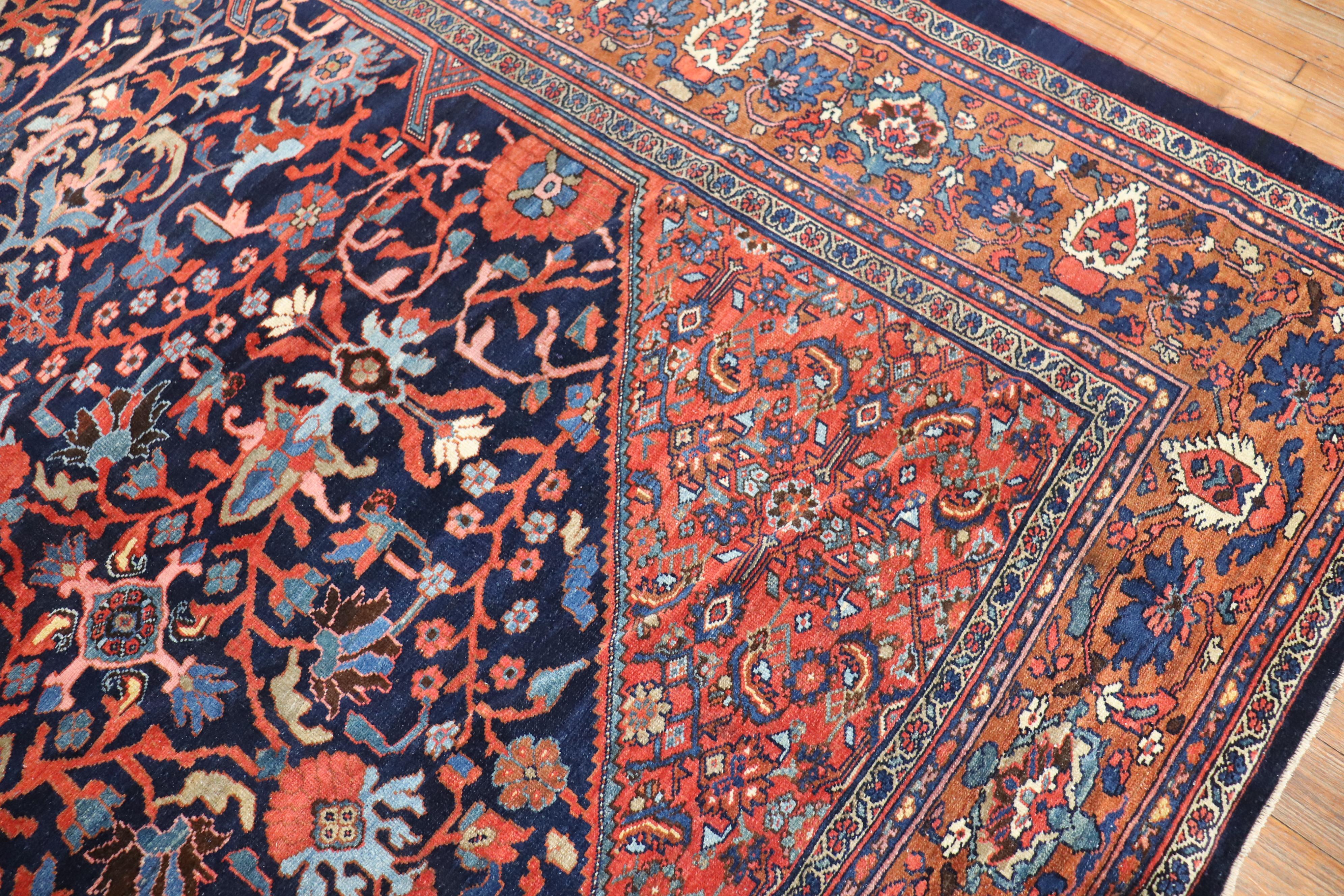 Hand-Knotted Antique Persian Mahal Carpet For Sale
