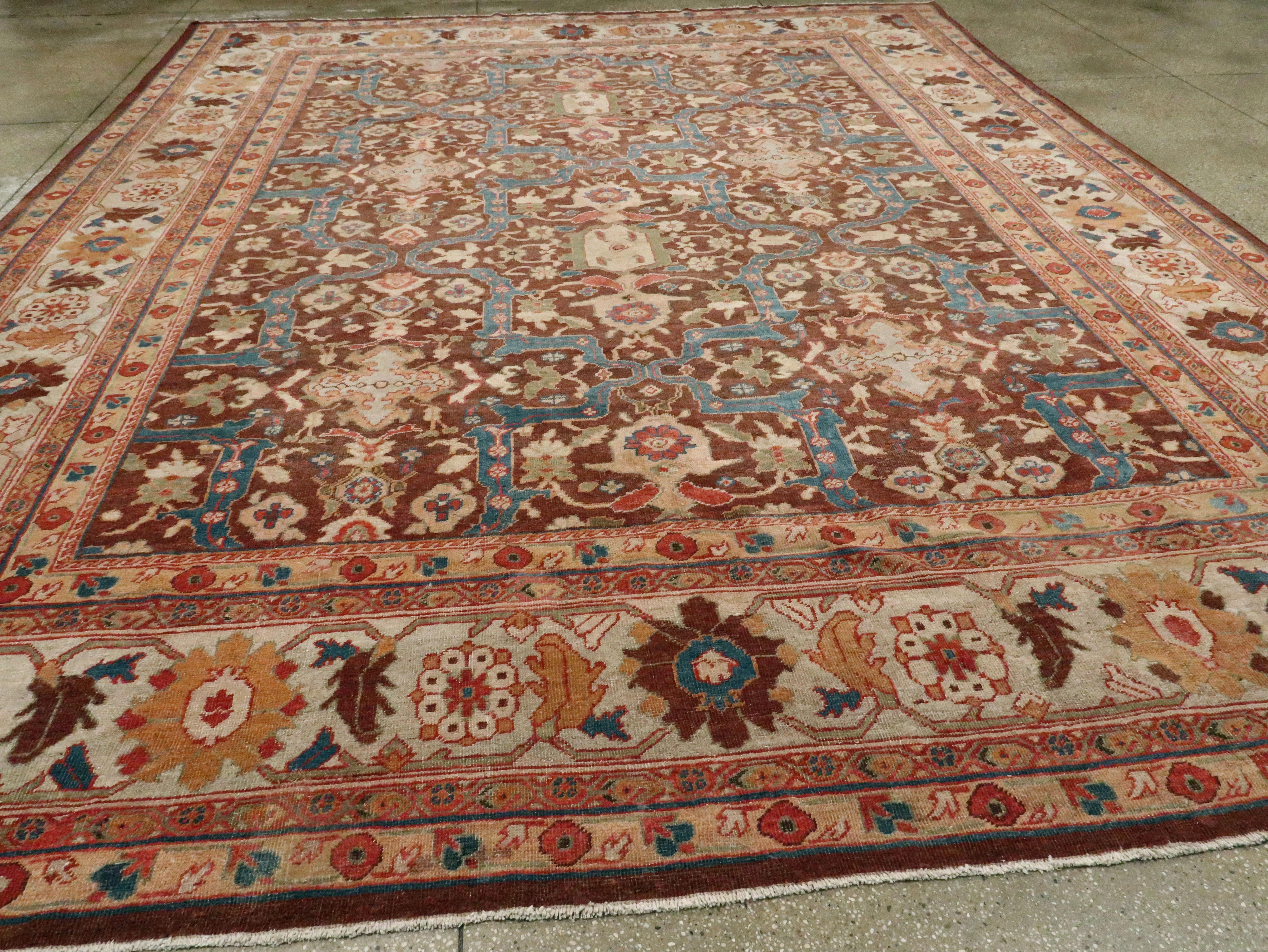 20th Century Antique Persian Mahal Carpet