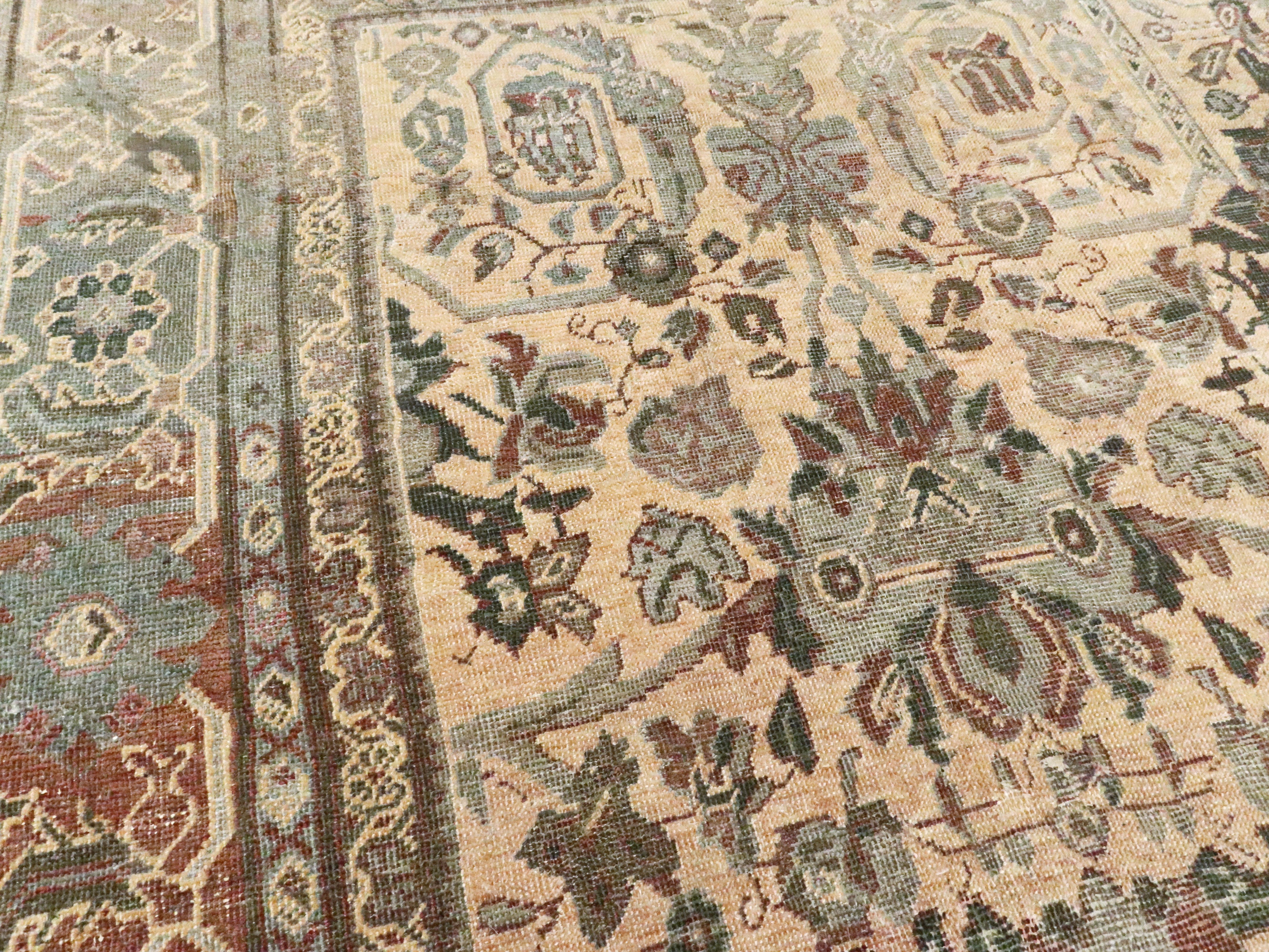 Wool Antique Persian Mahal Carpet For Sale