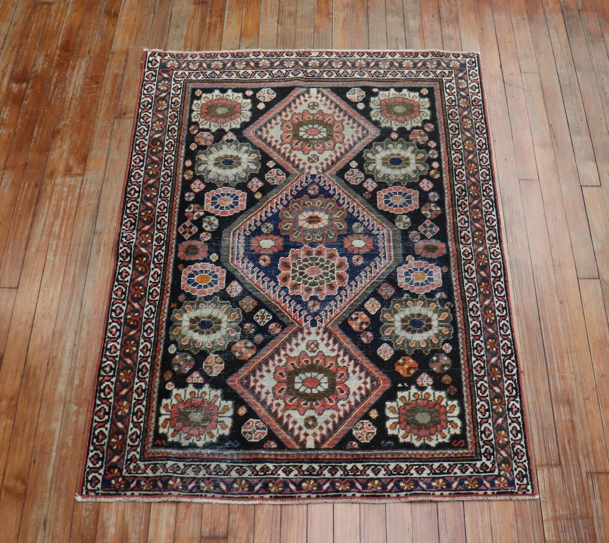 Wool Antique Persian Mahal Carpet For Sale