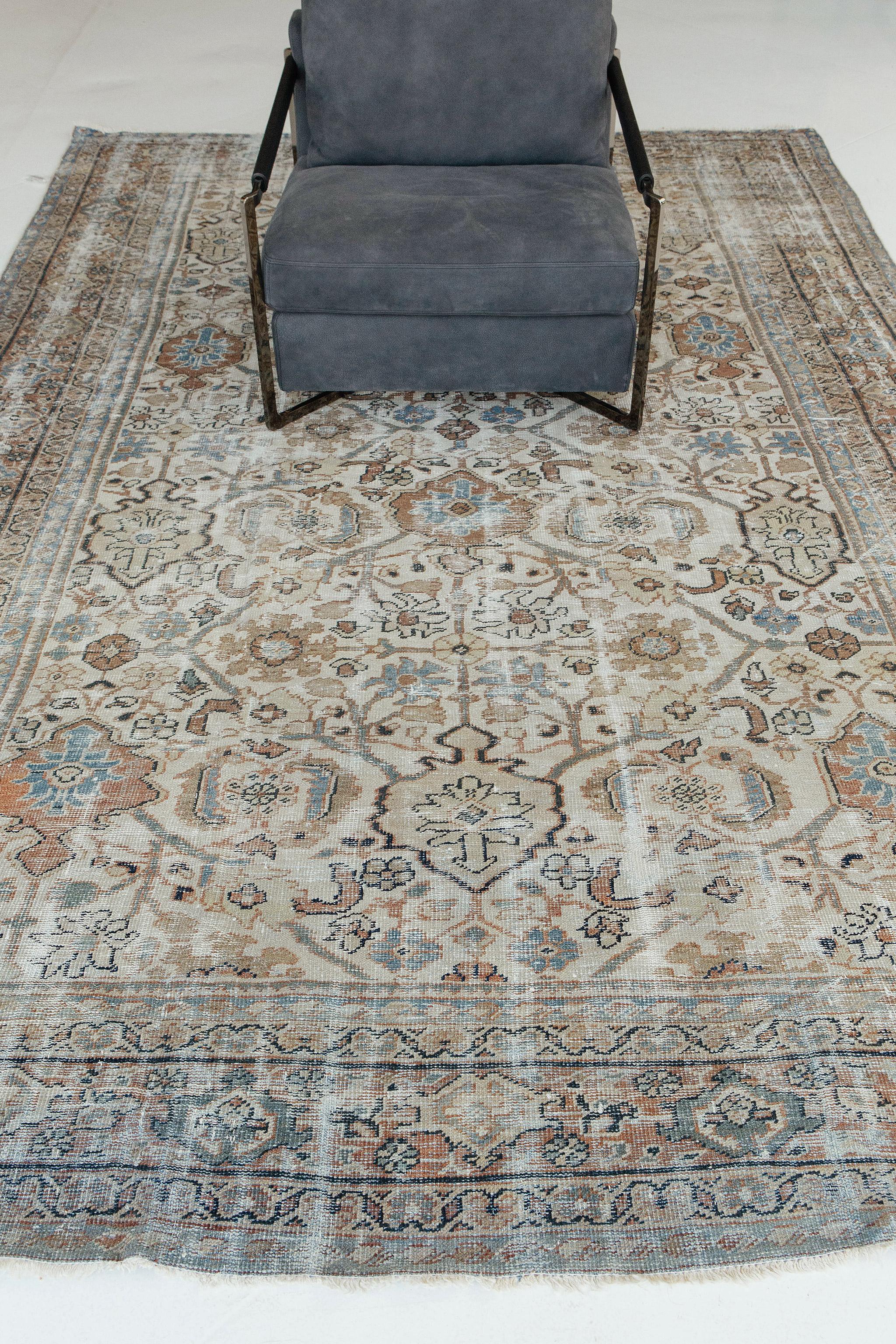 Late 19th Century Antique Persian Mahal Distressed Rug 26372 For Sale