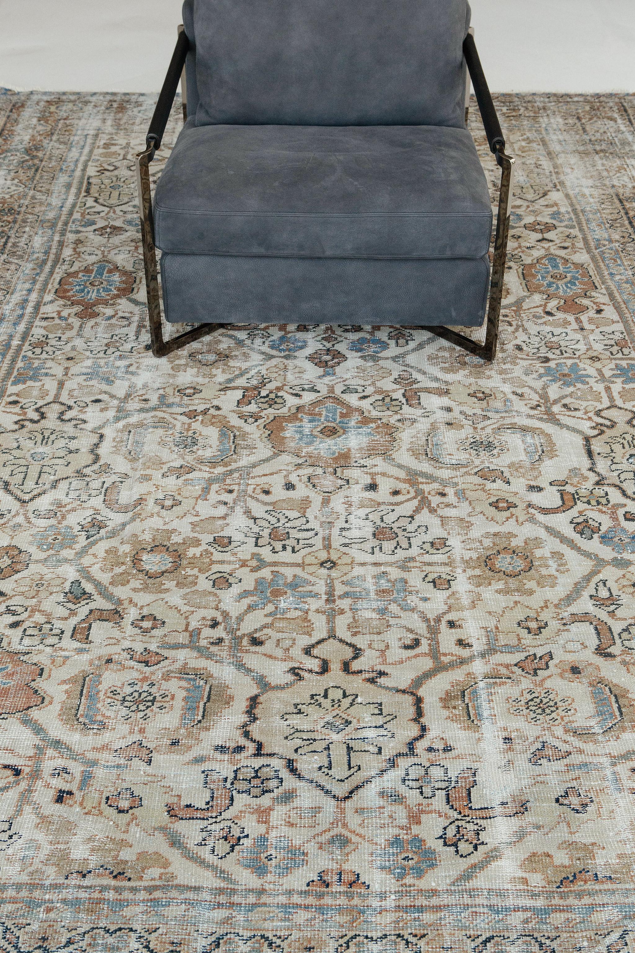 Wool Antique Persian Mahal Distressed Rug 26372 For Sale
