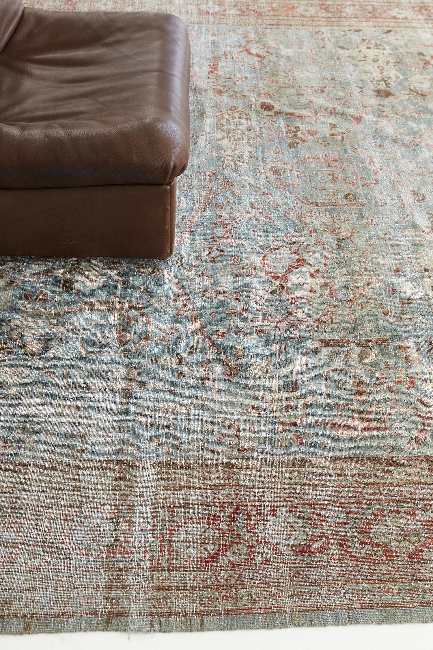 Hand-Knotted Antique Persian Mahal Distressed Rug For Sale