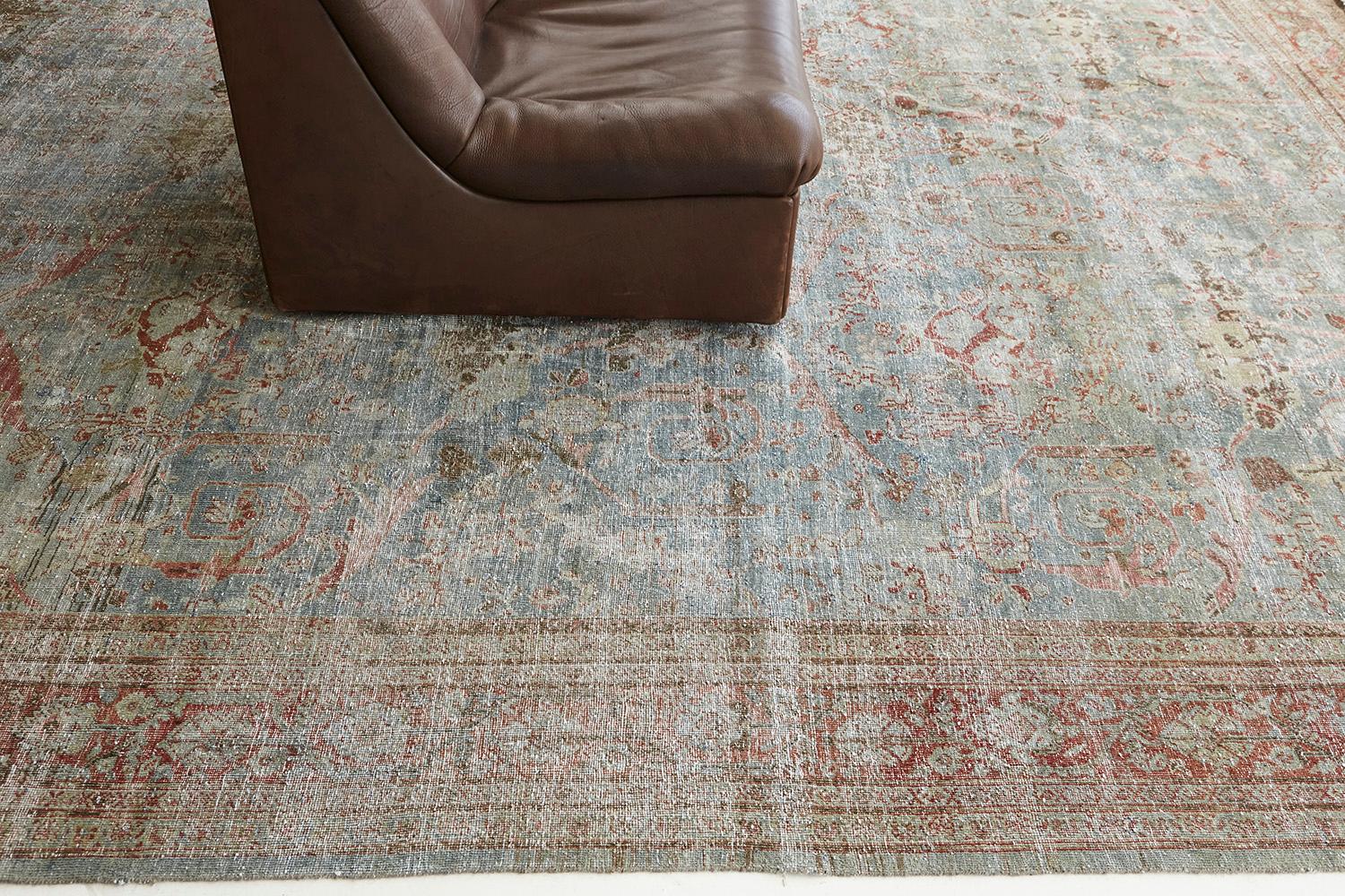 Antique Persian Mahal Distressed Rug For Sale 1