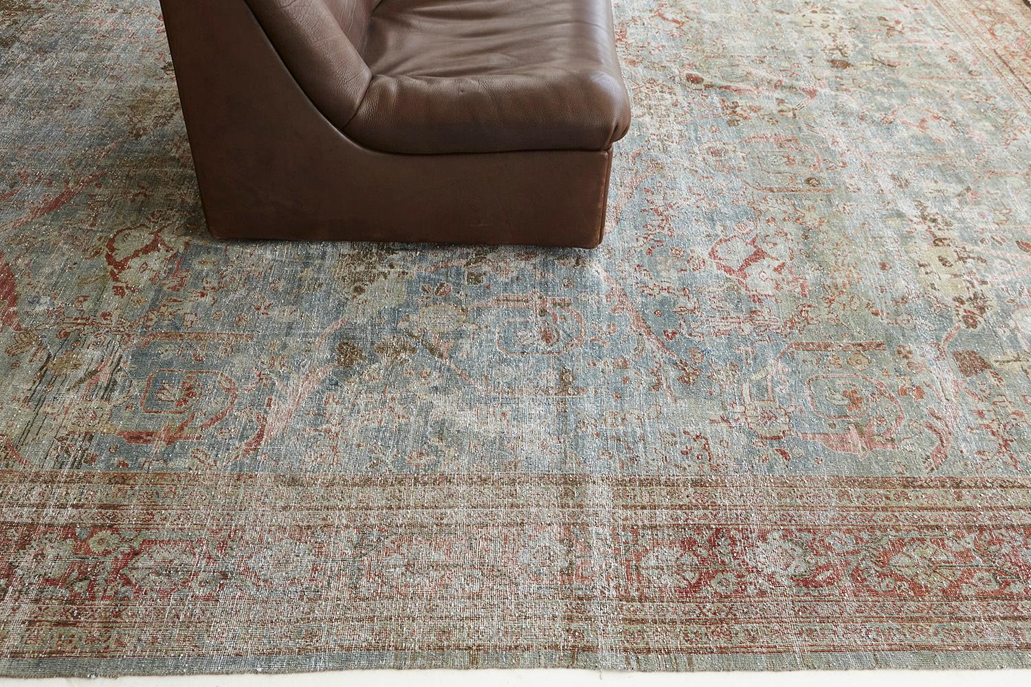 Antiker persischer Mahal-Teppich im Used-Stil (Wolle) im Angebot