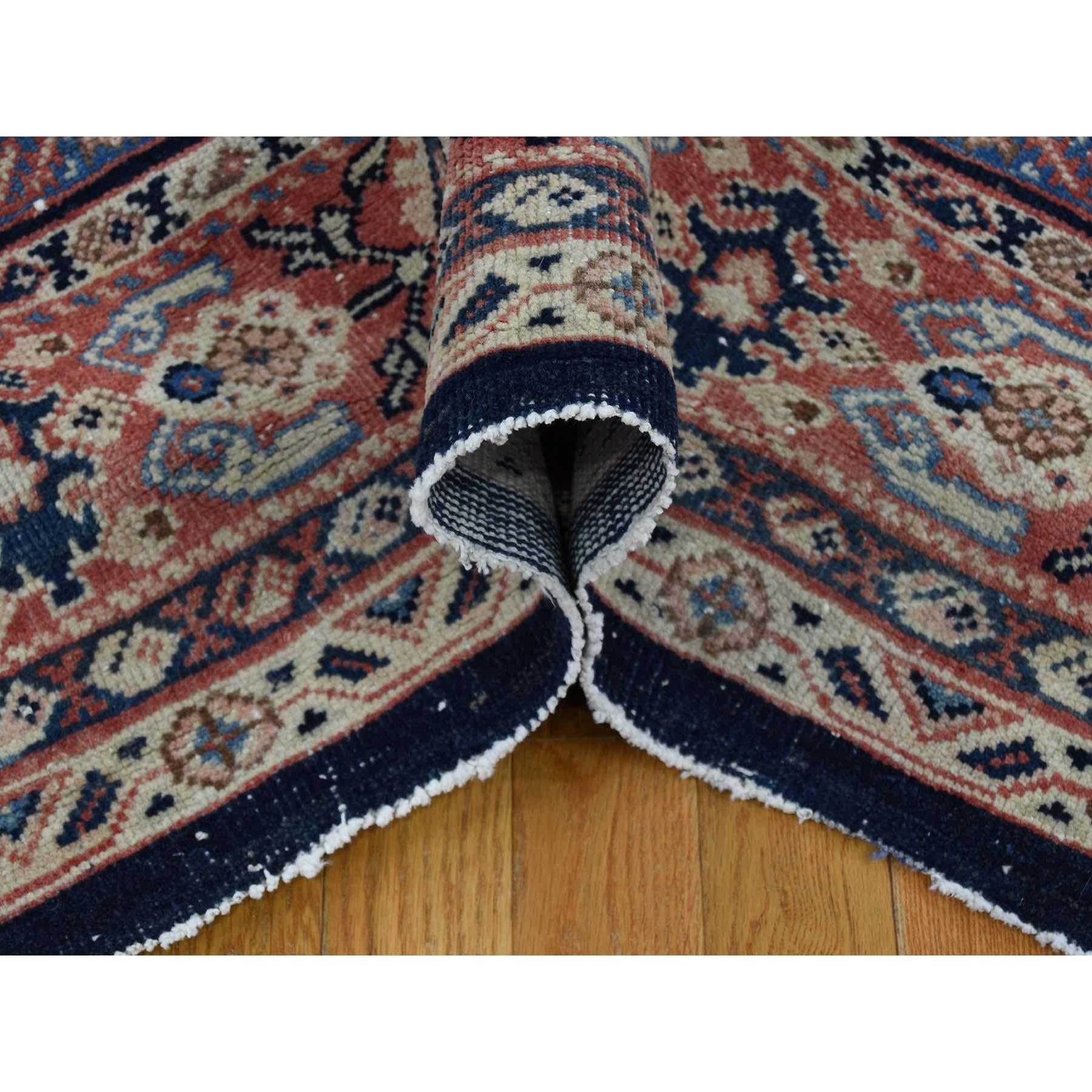 Wool Antique Persian Mahal Even Wear Navy Blue Hand-Knotted Oriental Rug