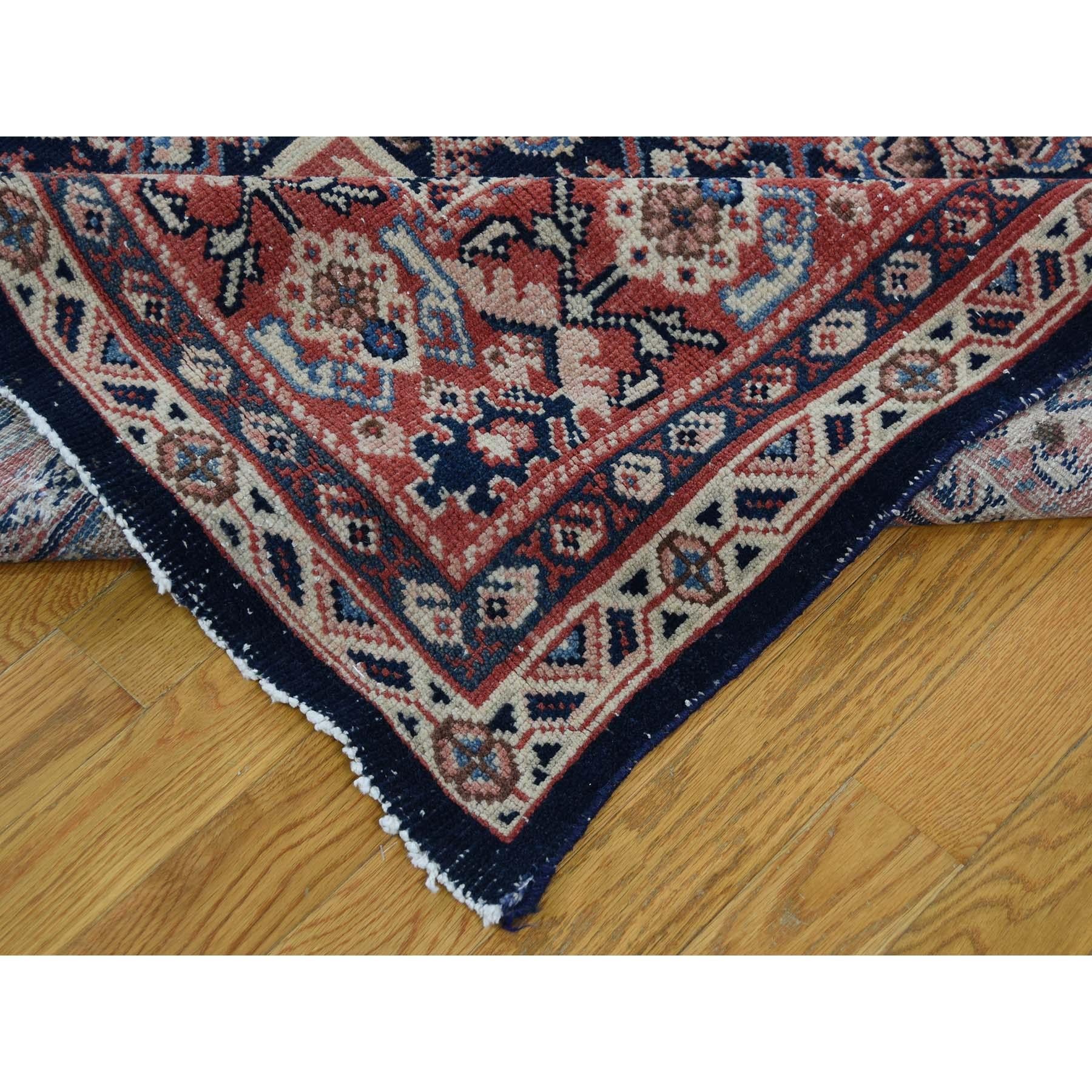 Antique Persian Mahal Even Wear Navy Blue Hand-Knotted Oriental Rug 1