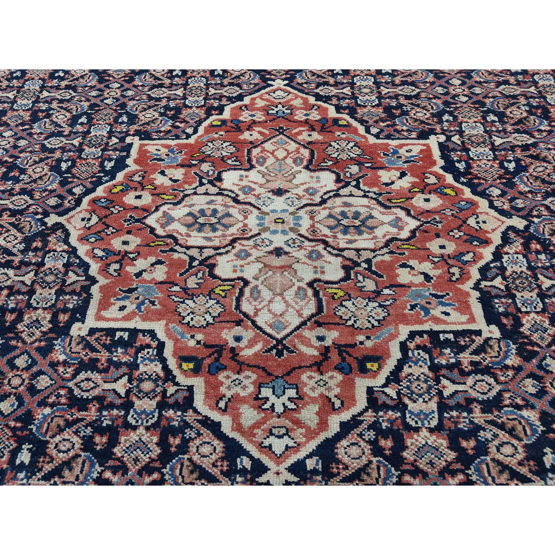 Antique Persian Mahal Even Wear Navy Blue Hand-Knotted Oriental Rug 3