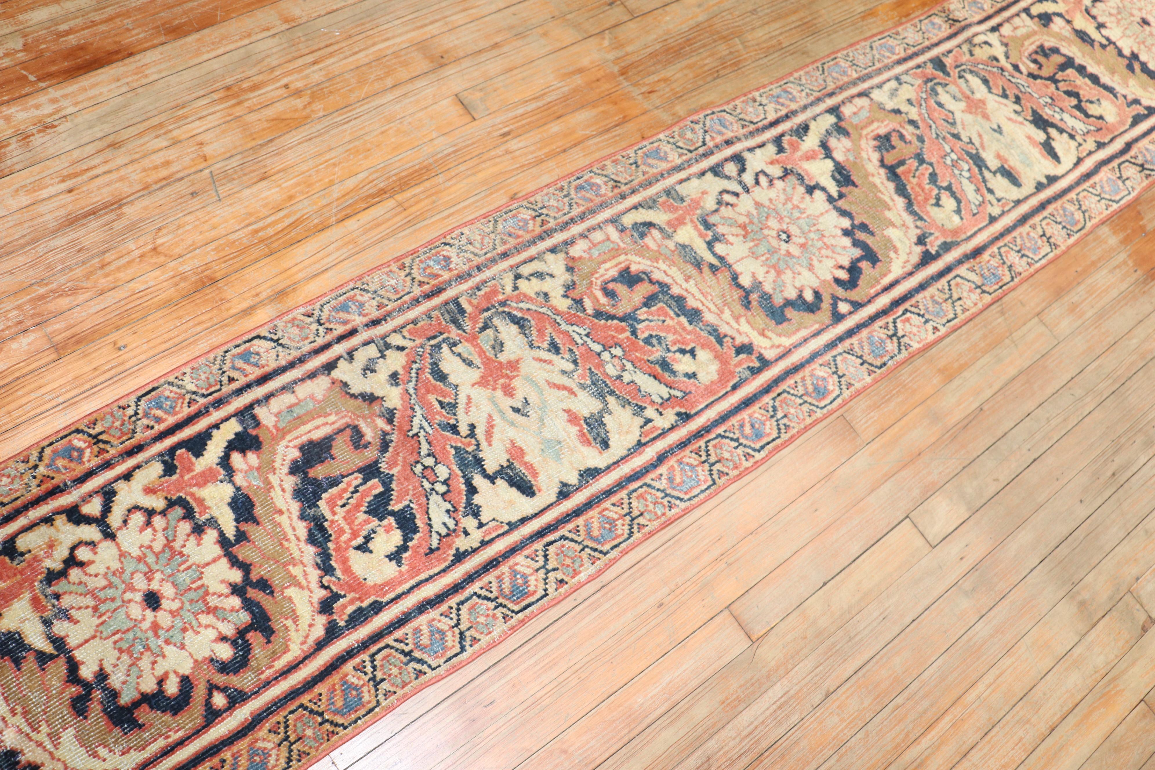 Hand-Knotted Antique Persian Mahal Fragment Runner For Sale