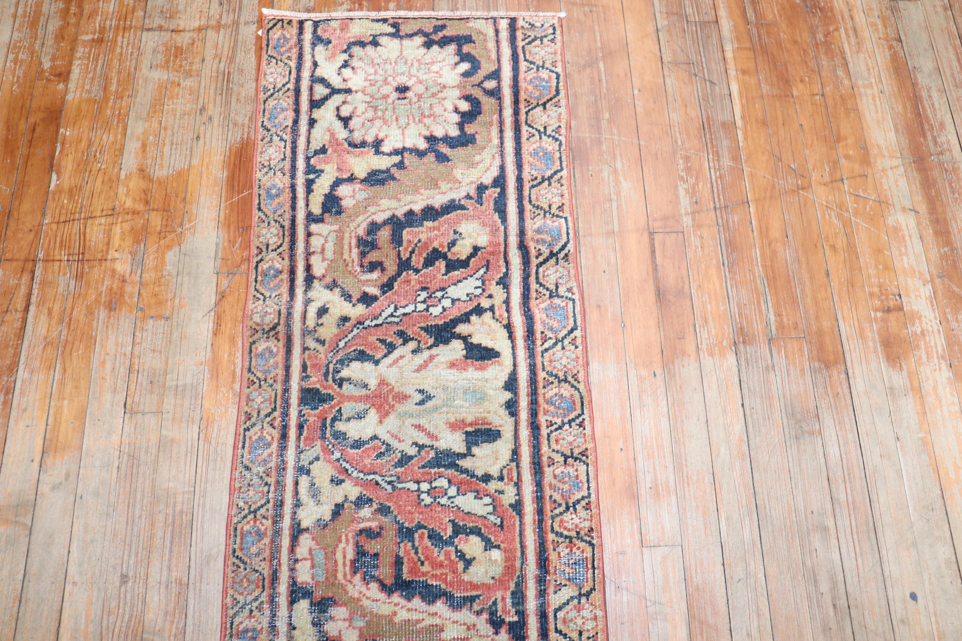 19th Century Antique Persian Mahal Fragment Runner For Sale