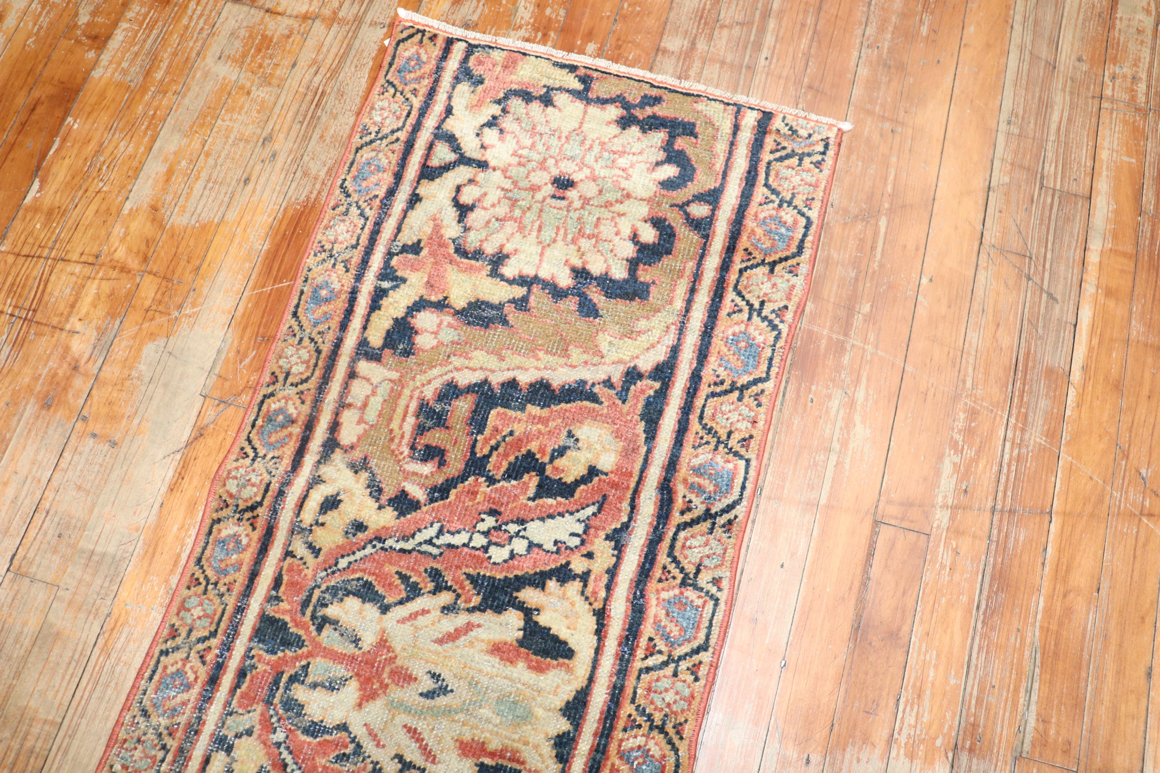 Wool Antique Persian Mahal Fragment Runner For Sale