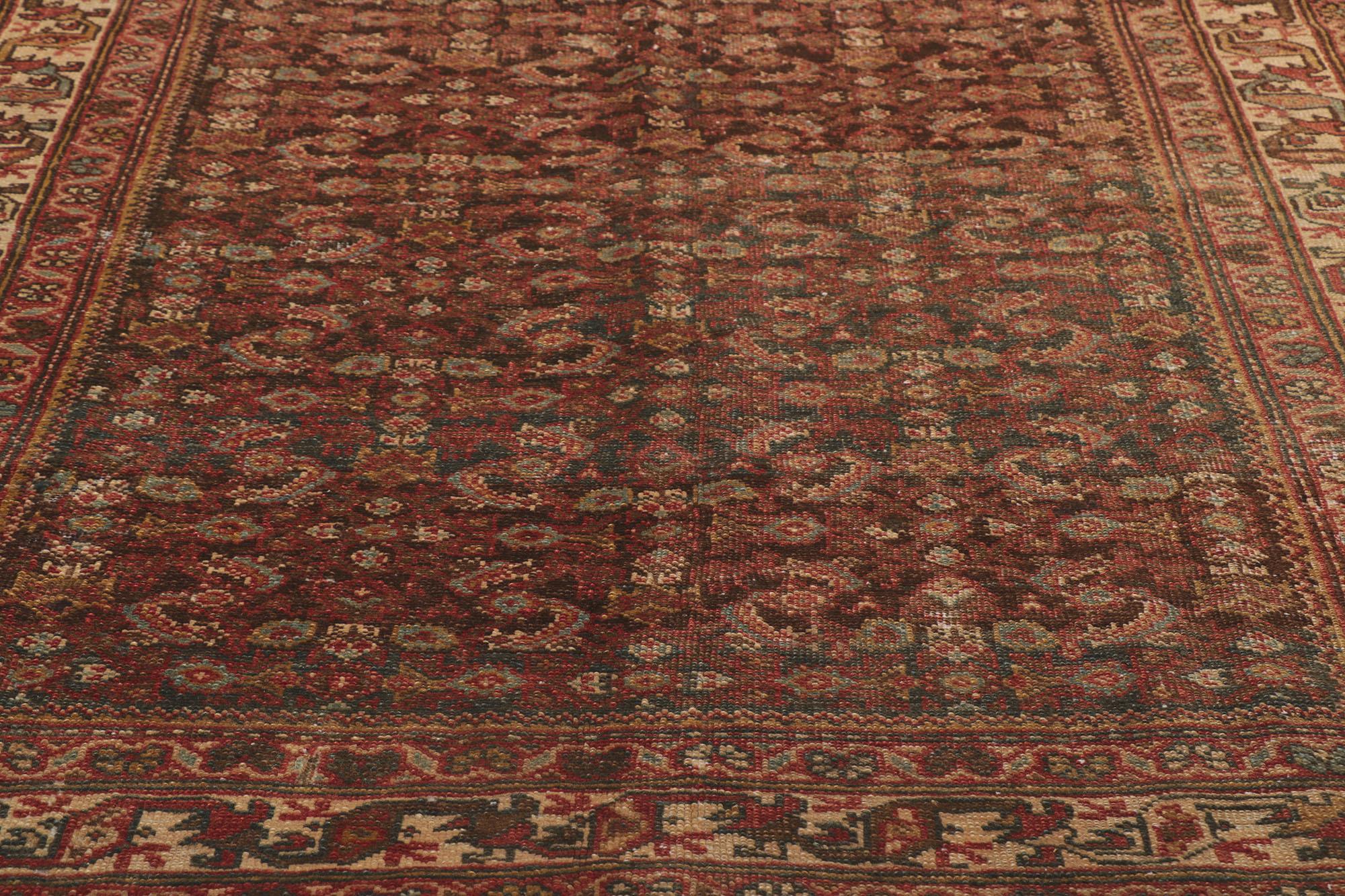 Hand-Knotted Antique Persian Mahal Gallery Rug For Sale