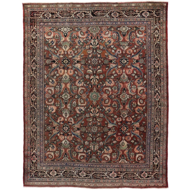 Antique Persian Mahal Garden Area Rug with Traditional Style For Sale at 1stdibs