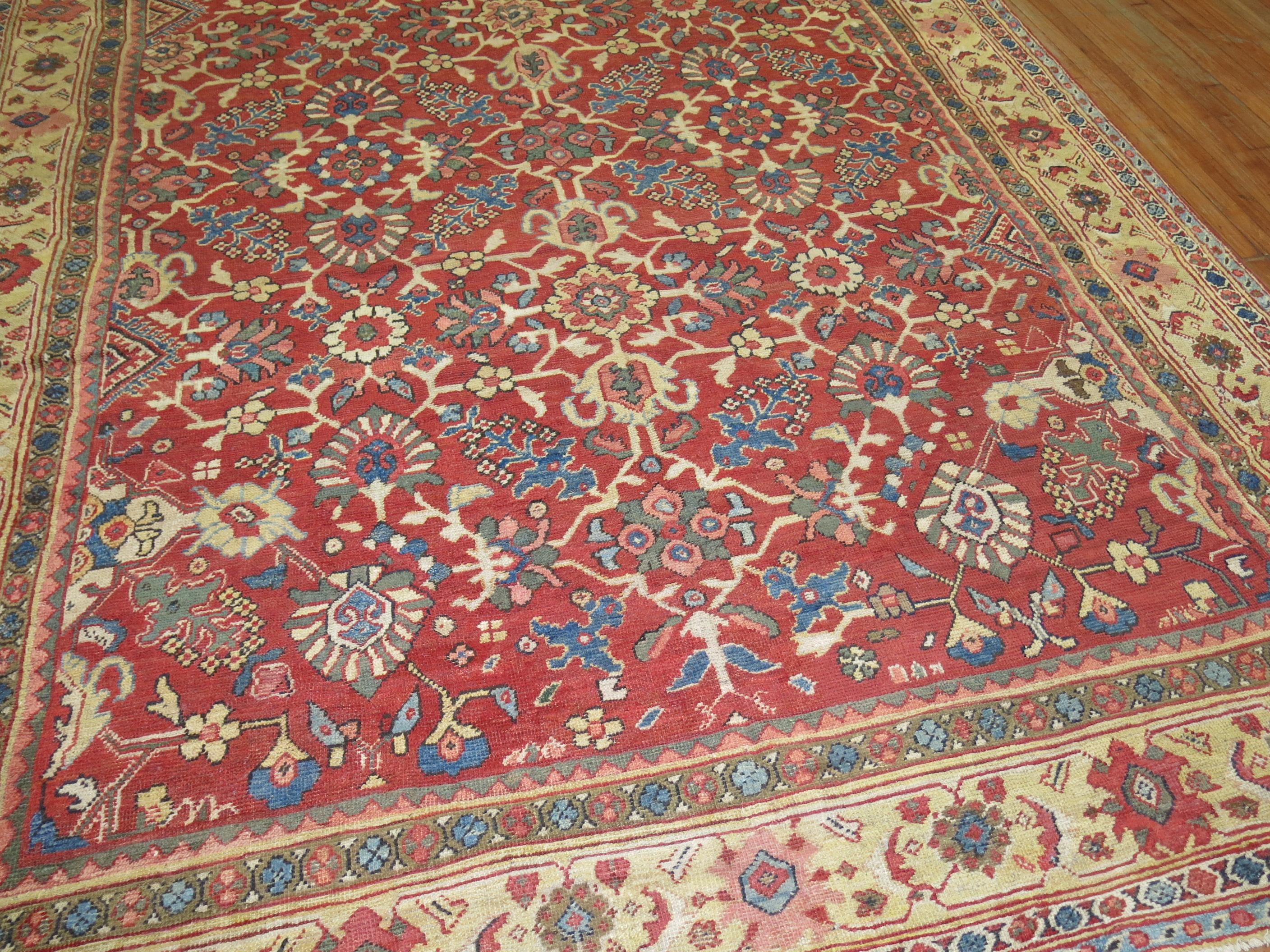 Hand-Woven Zabihi Collection Antique Persian Mahal  Rug For Sale