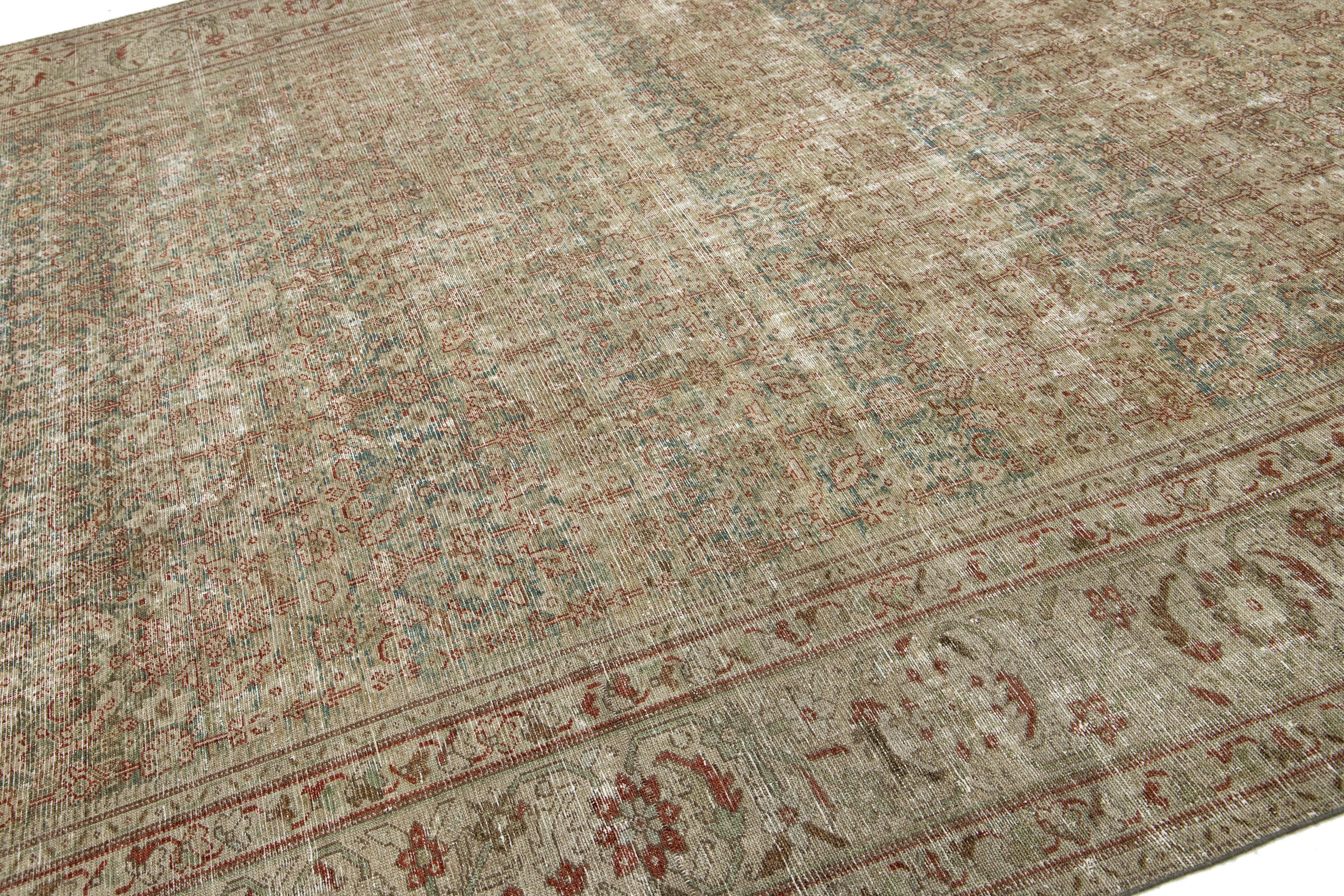 Perse Ancien tapis persan Mahal surdimensionné en laine bleu avec motif sur toute sa surface en vente