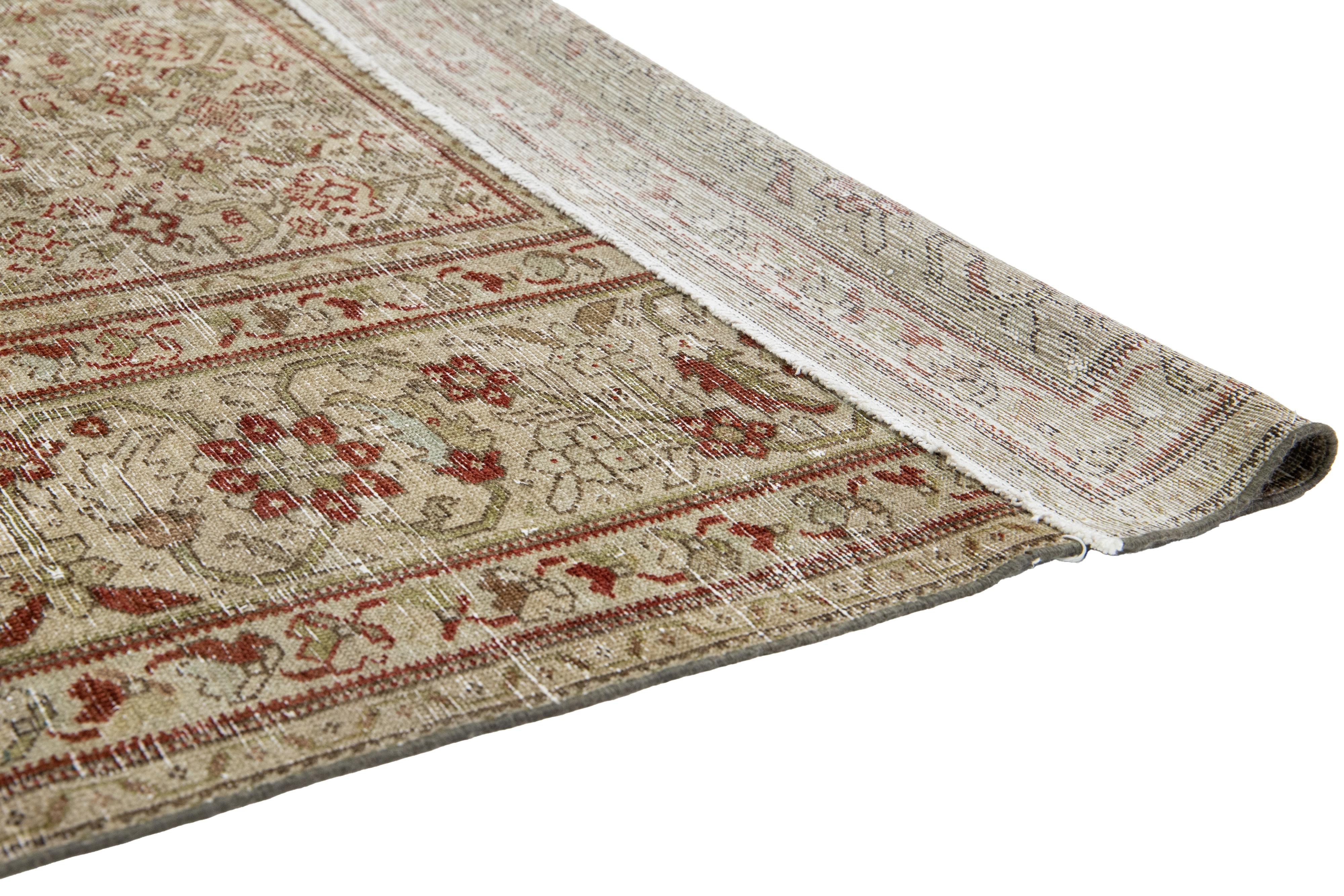 Noué à la main Ancien tapis persan Mahal surdimensionné en laine bleu avec motif sur toute sa surface en vente