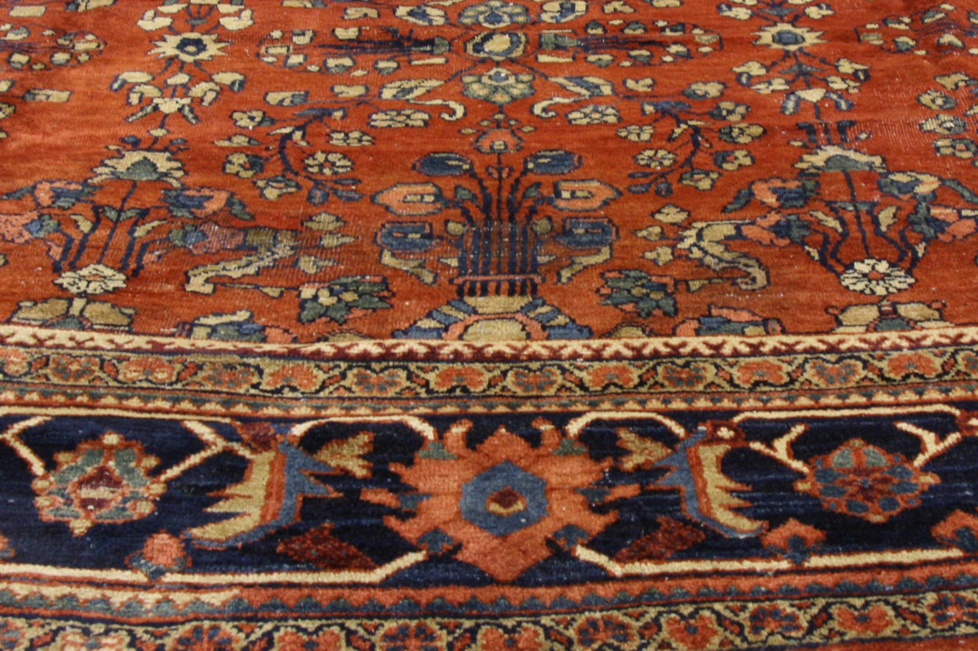 Hand-Knotted Antique Persian Mahal Rug with Jacobean Style, 11'01 x 17'07 For Sale