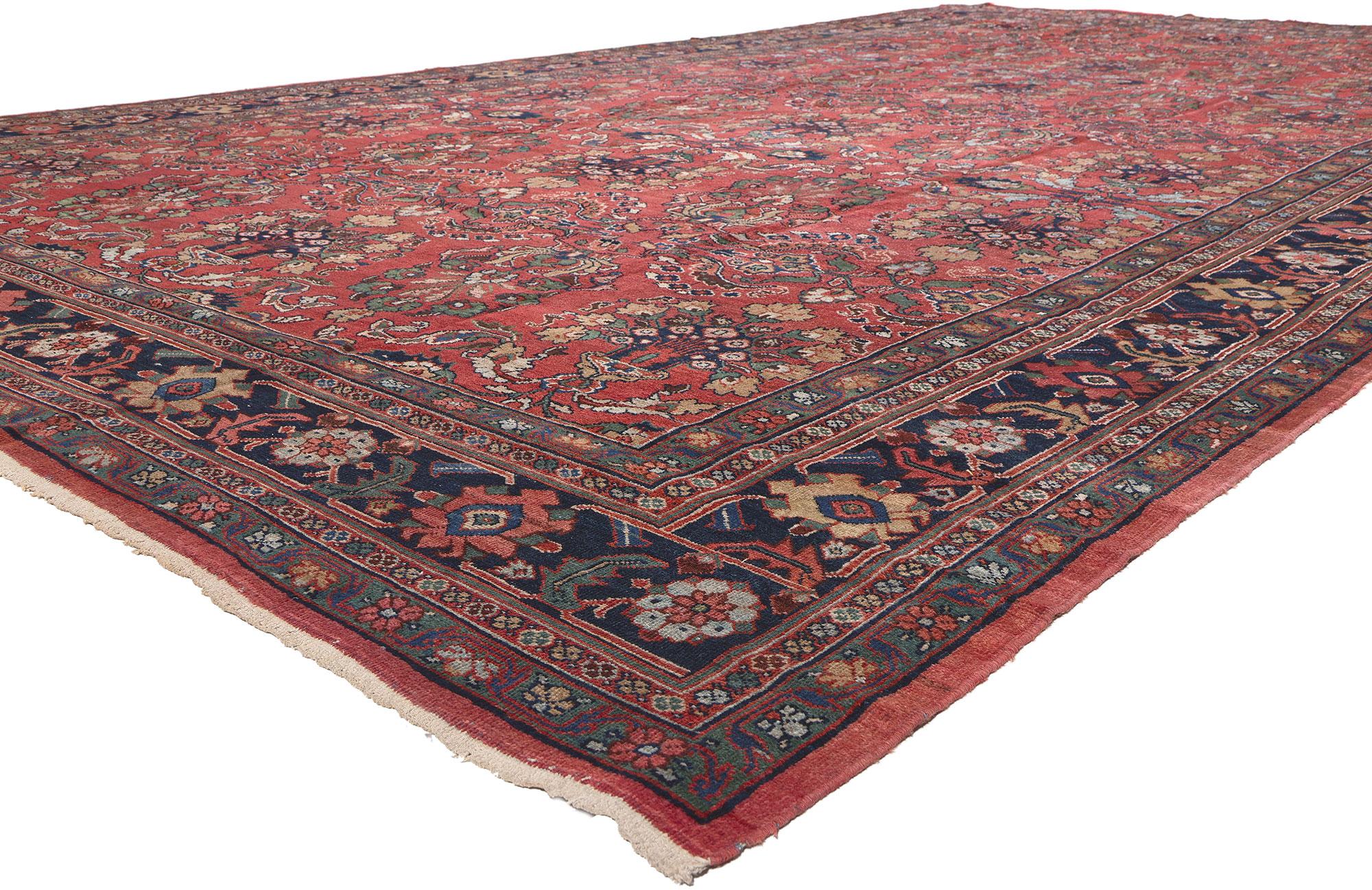 78329 Tapis Persan Mahal surdimensionné, 10'09 x 18'09. Admirez la grandeur de ce tapis Persan Mahal antique surdimensionné, une création magistrale qui allie des détails exquis à un motif géométrique imposant. Riche en caractère et en merveilles