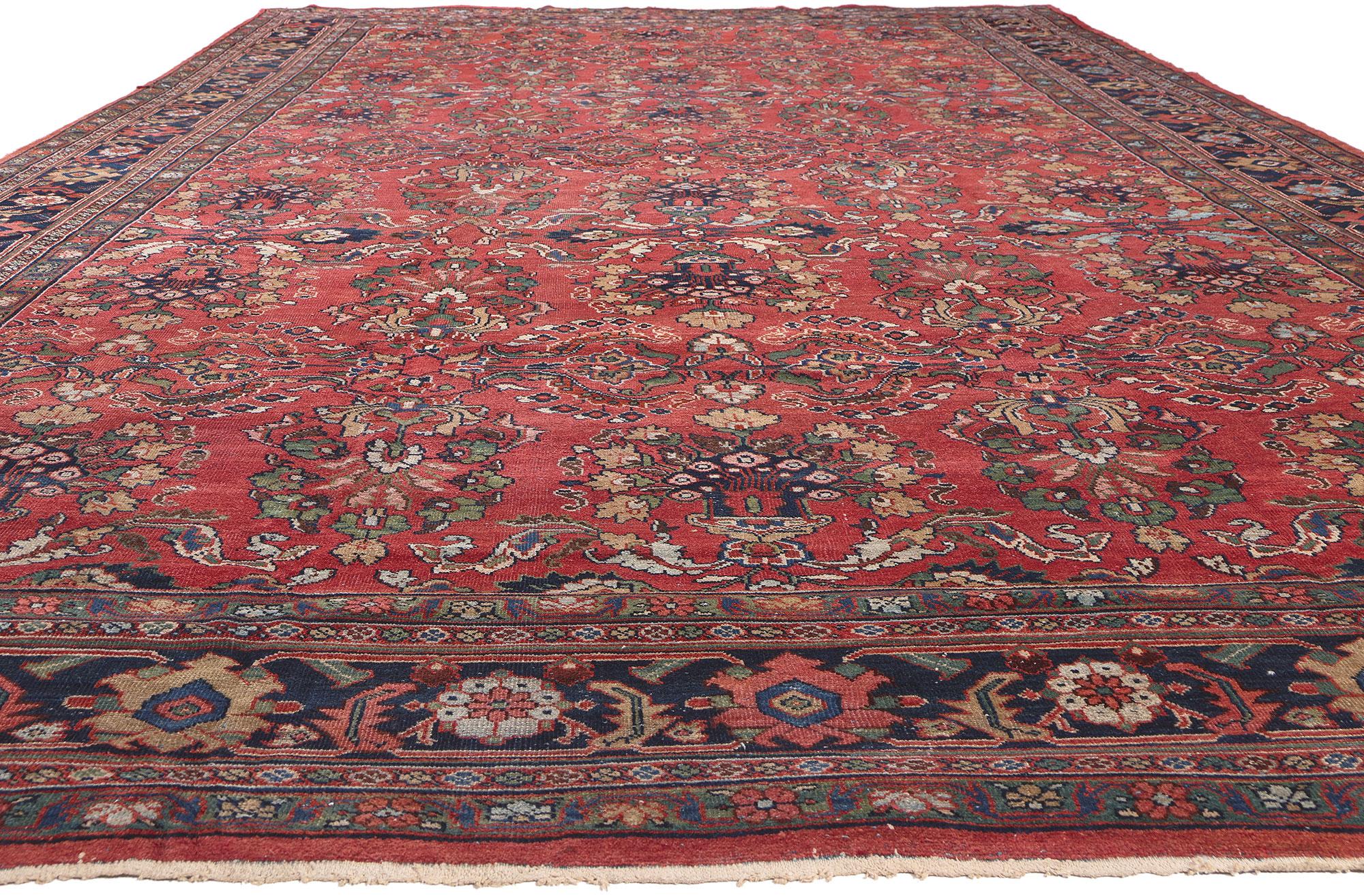 Tabriz Tapis persan ancien Mahal, 10'09 x 18'09 en vente