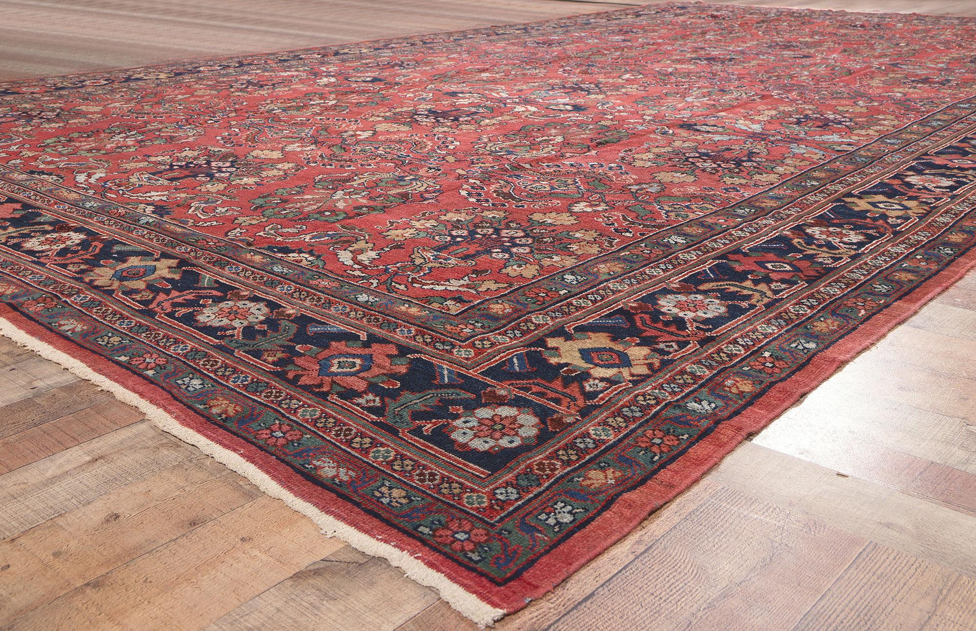 20ième siècle Tapis persan ancien Mahal, 10'09 x 18'09 en vente