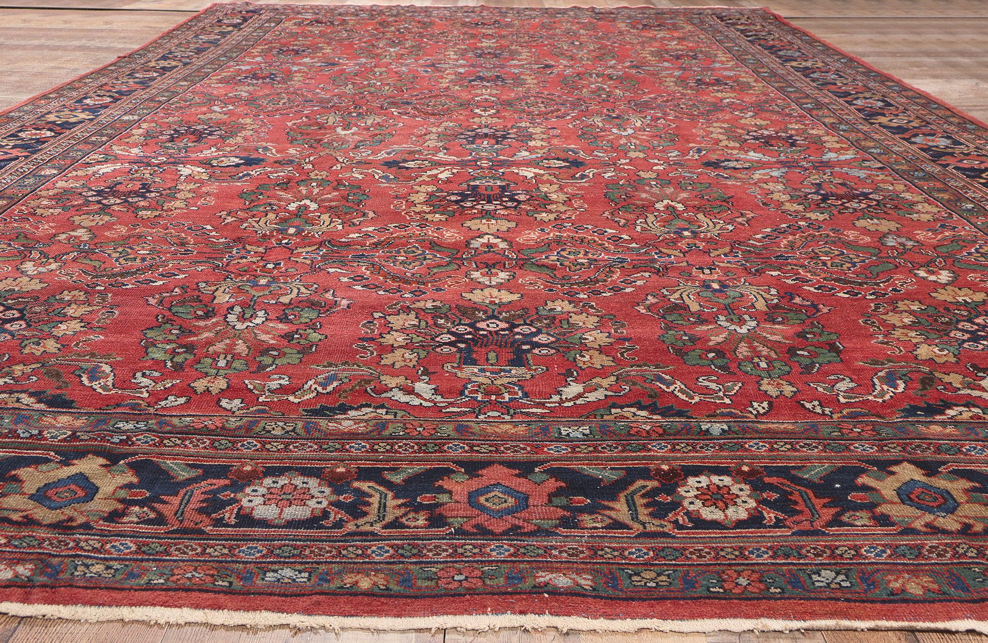 Laine Tapis persan ancien Mahal, 10'09 x 18'09 en vente