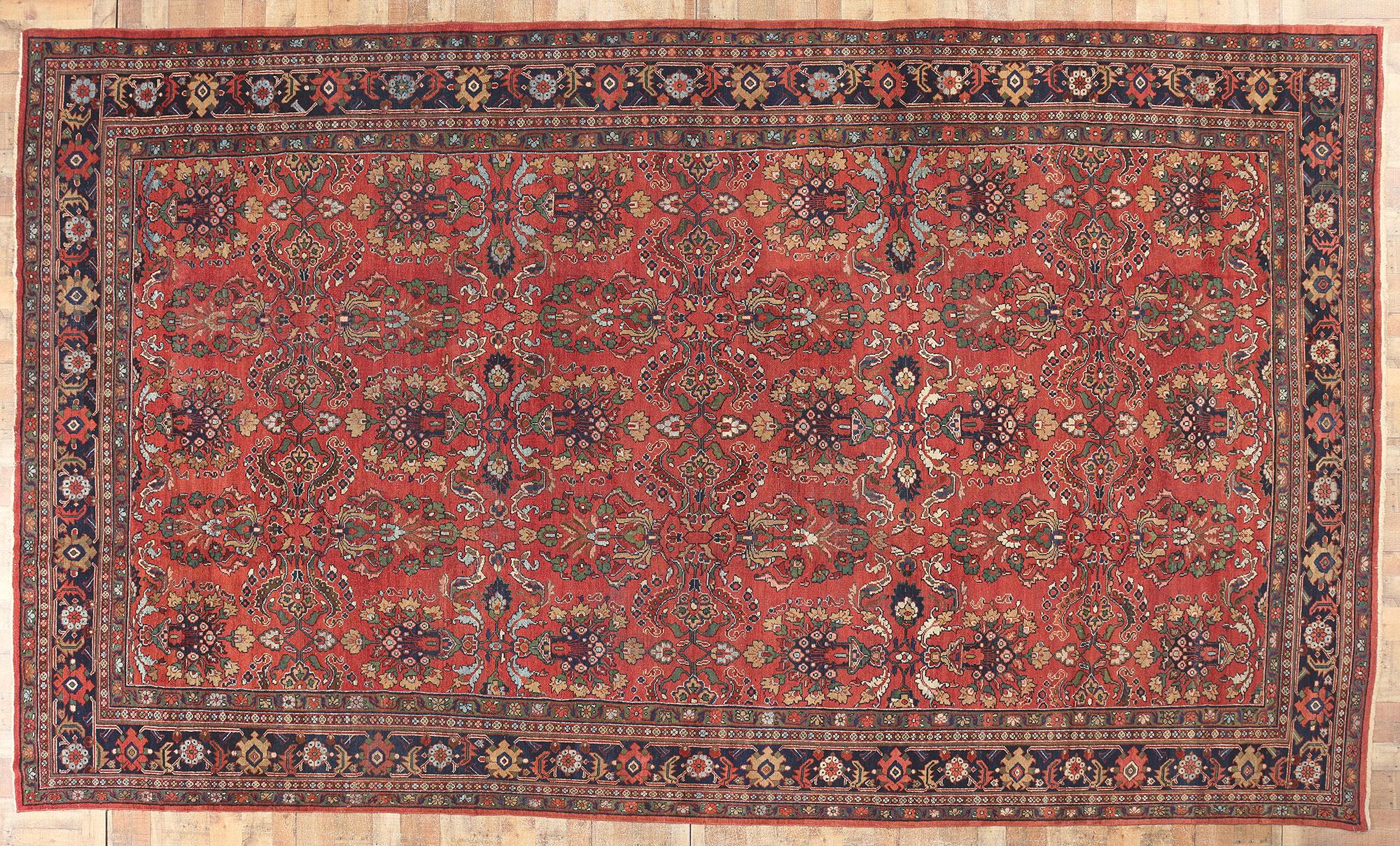 Tapis persan ancien Mahal, 10'09 x 18'09 en vente 1