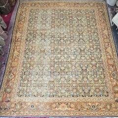 Antique Persian Mahal Rug, Hand-Knotted Wool, Floral Design, 1920