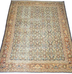 Antique Persian Mahal Rug, Hand-Knotted Wool, Floral Design, 1920