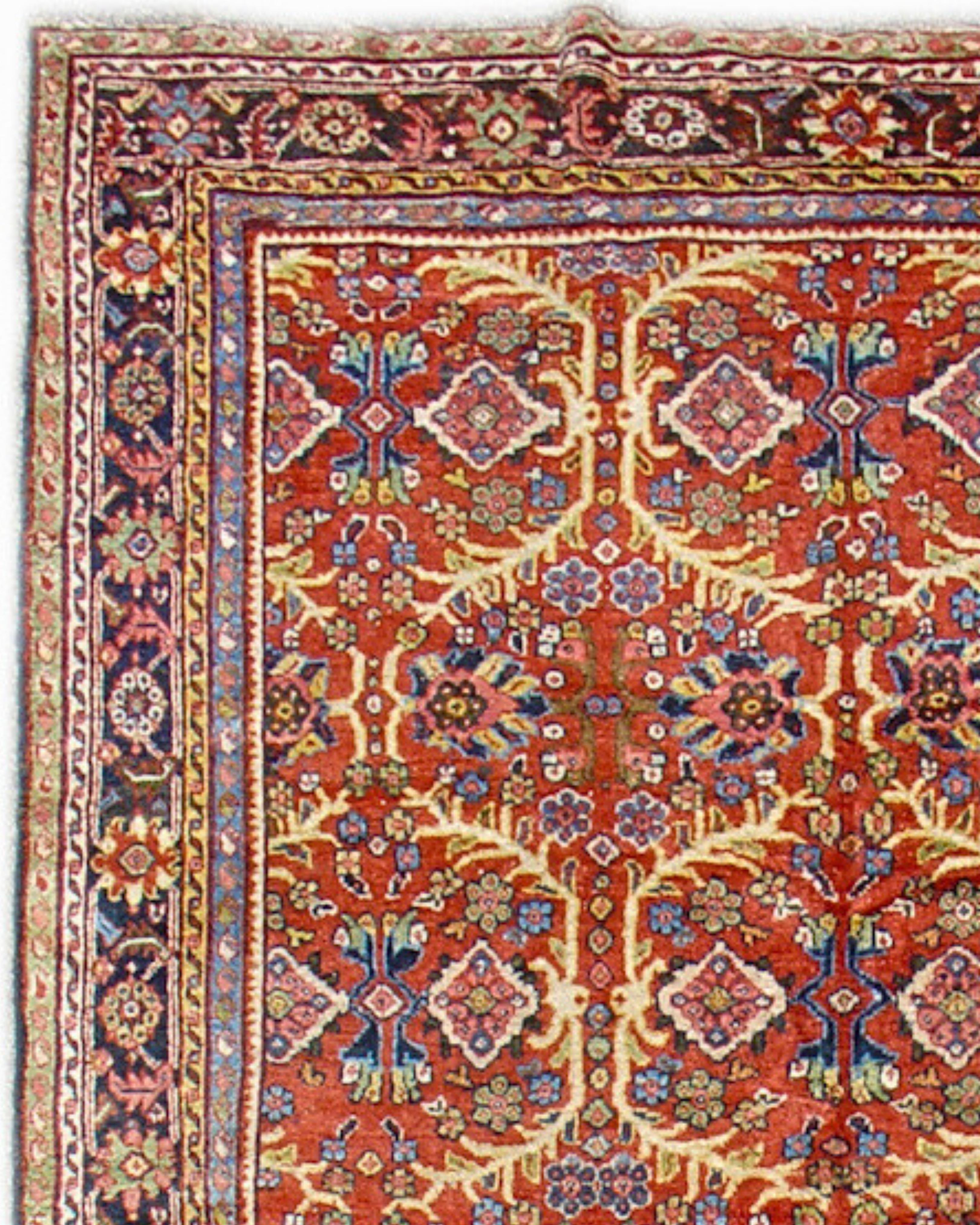 Hand-Woven Antique Persian Mahal Rug, 19th Century For Sale