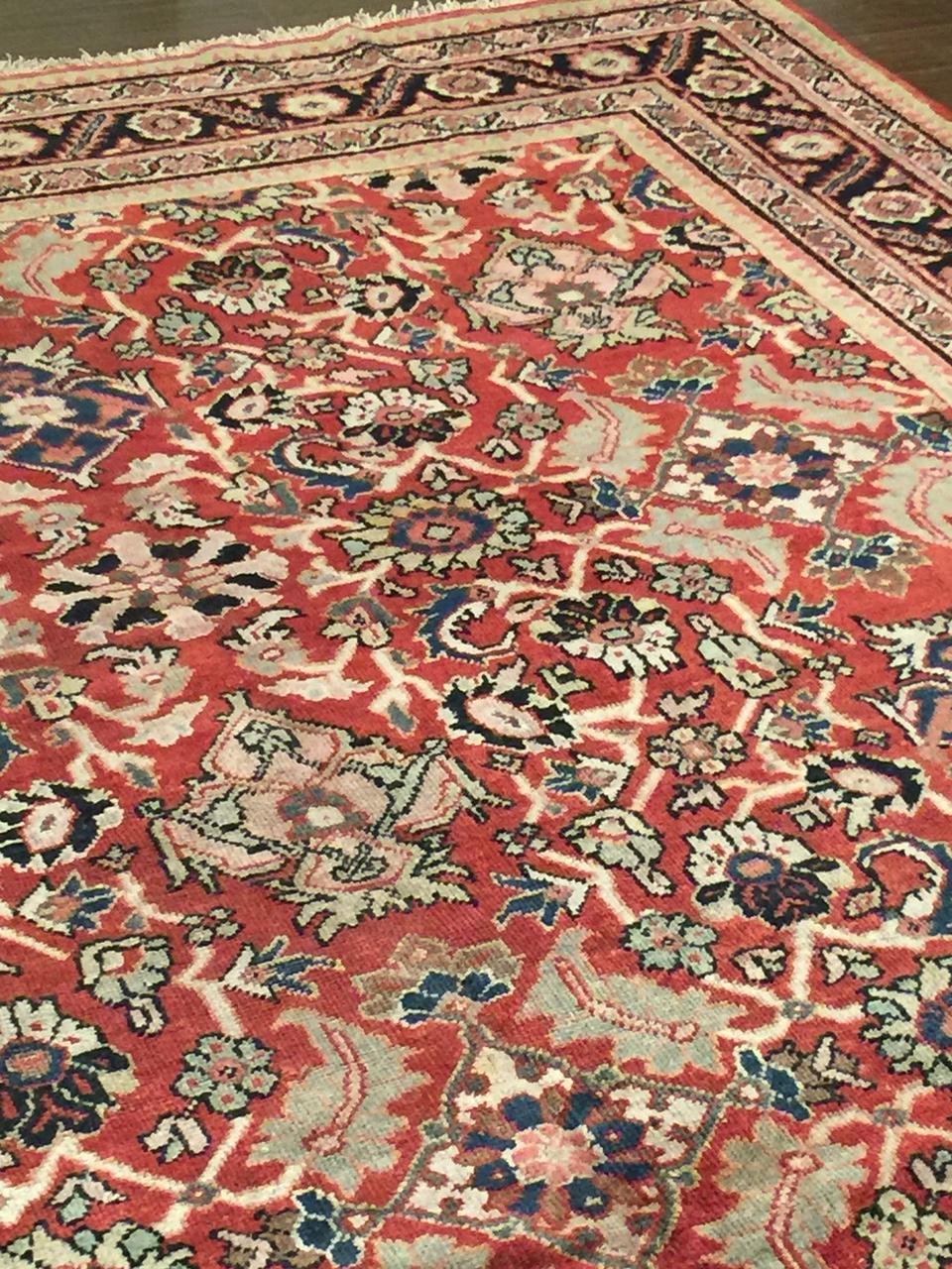 Hand-Woven Antique Persian Mahal Rug 8'11 X 11'8 For Sale