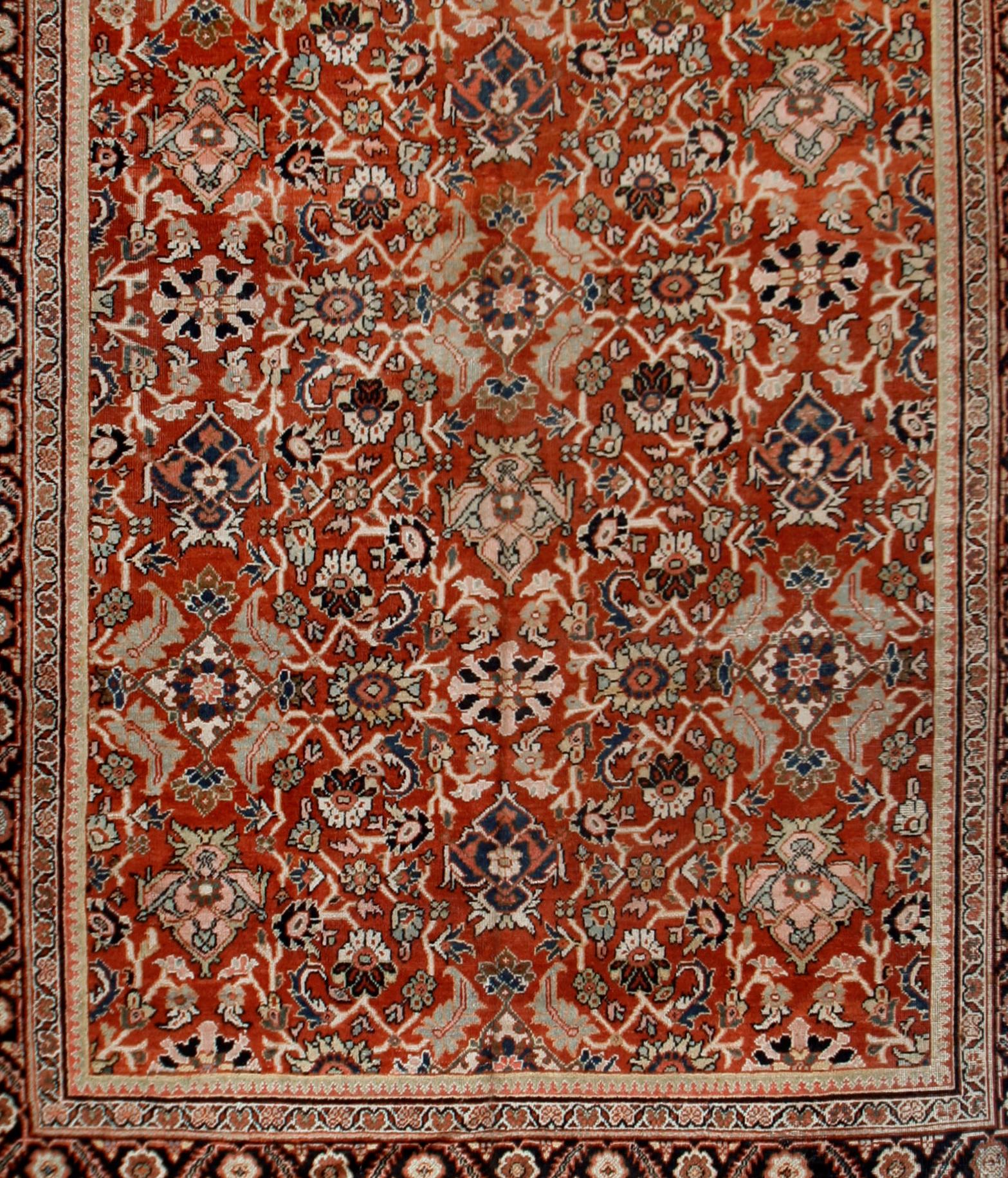 Lana Tappeto antico persiano Mahal 8'11 X 11'8 in vendita