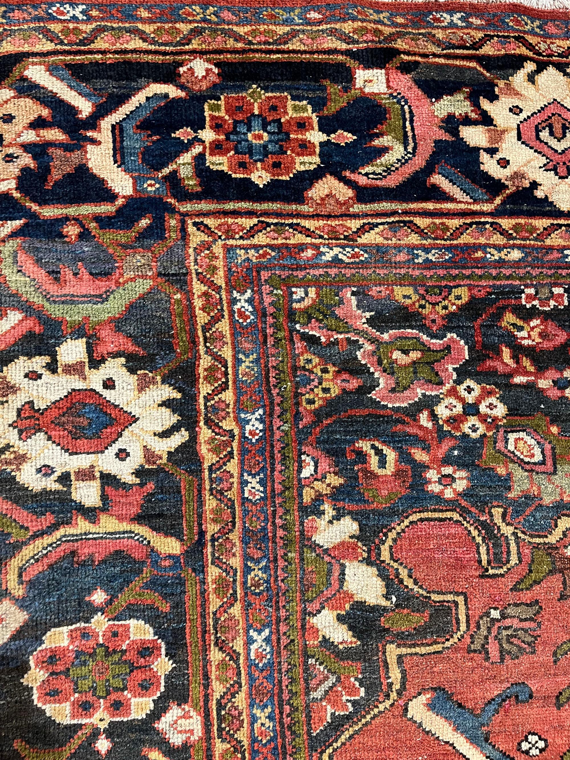 19th Century Antique Persian Mahal Rug, 9'2 x 12'8 For Sale