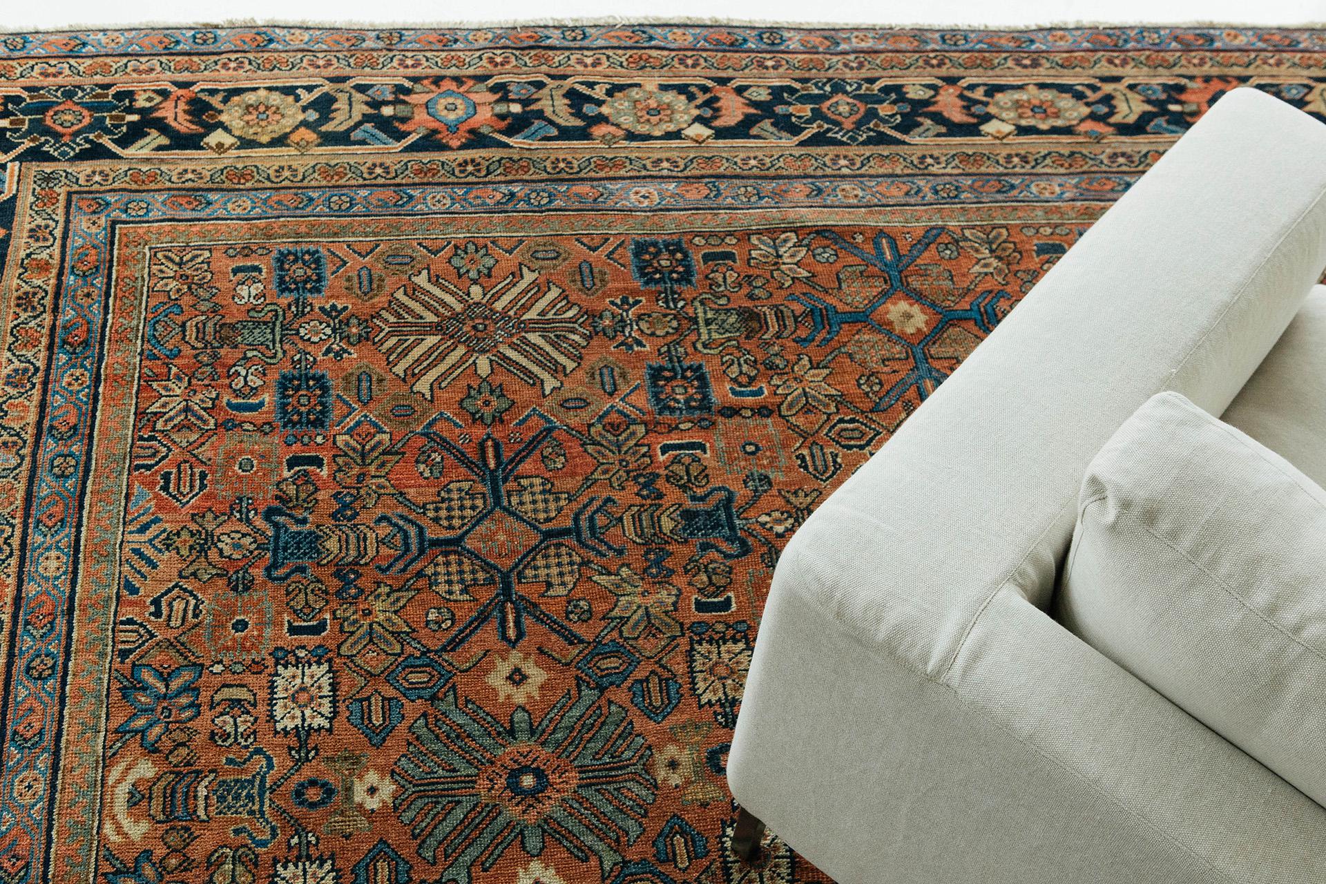 Antique Persian Mahal Rug All-Over Design 1
