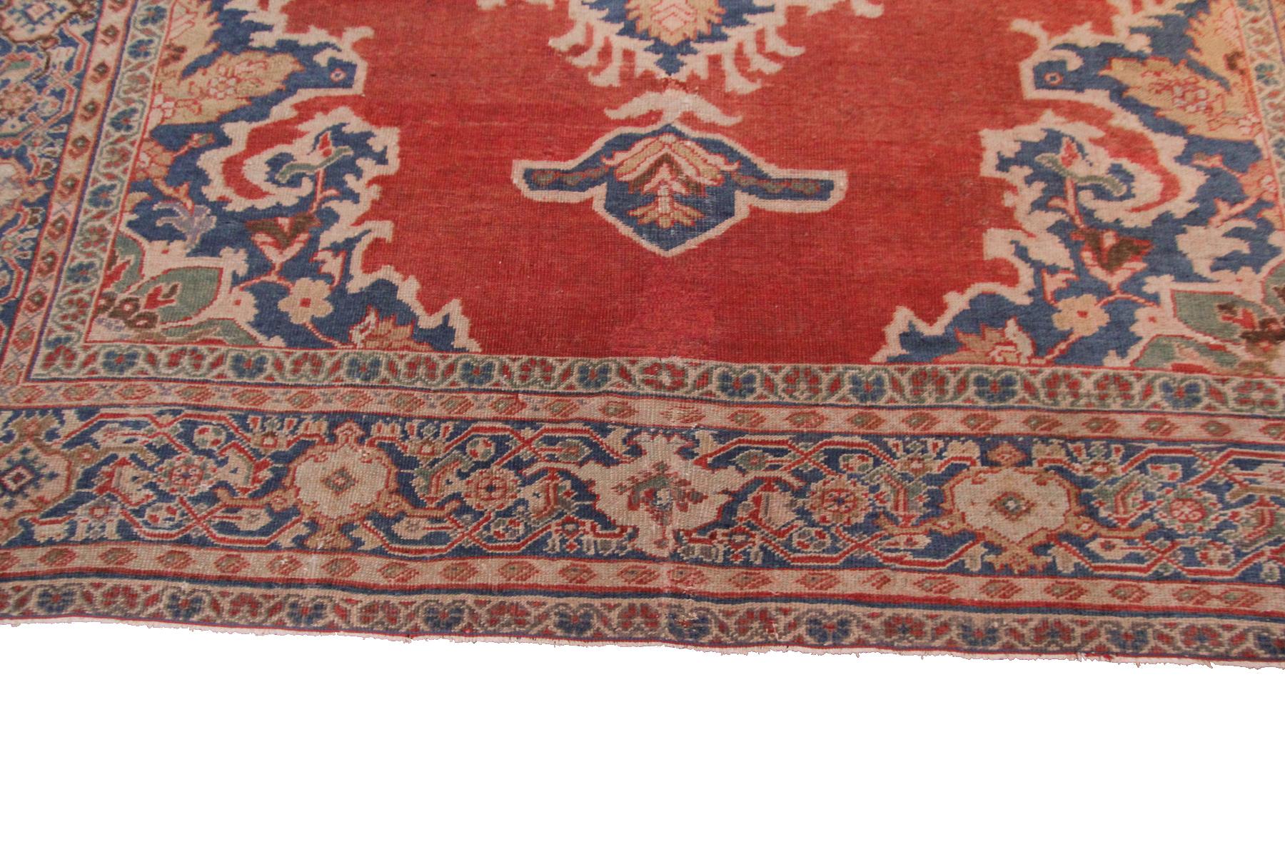 Wool Antique Persian Mahal Rug Antique Sultanabad Rug Rust Geometric, 1880 For Sale