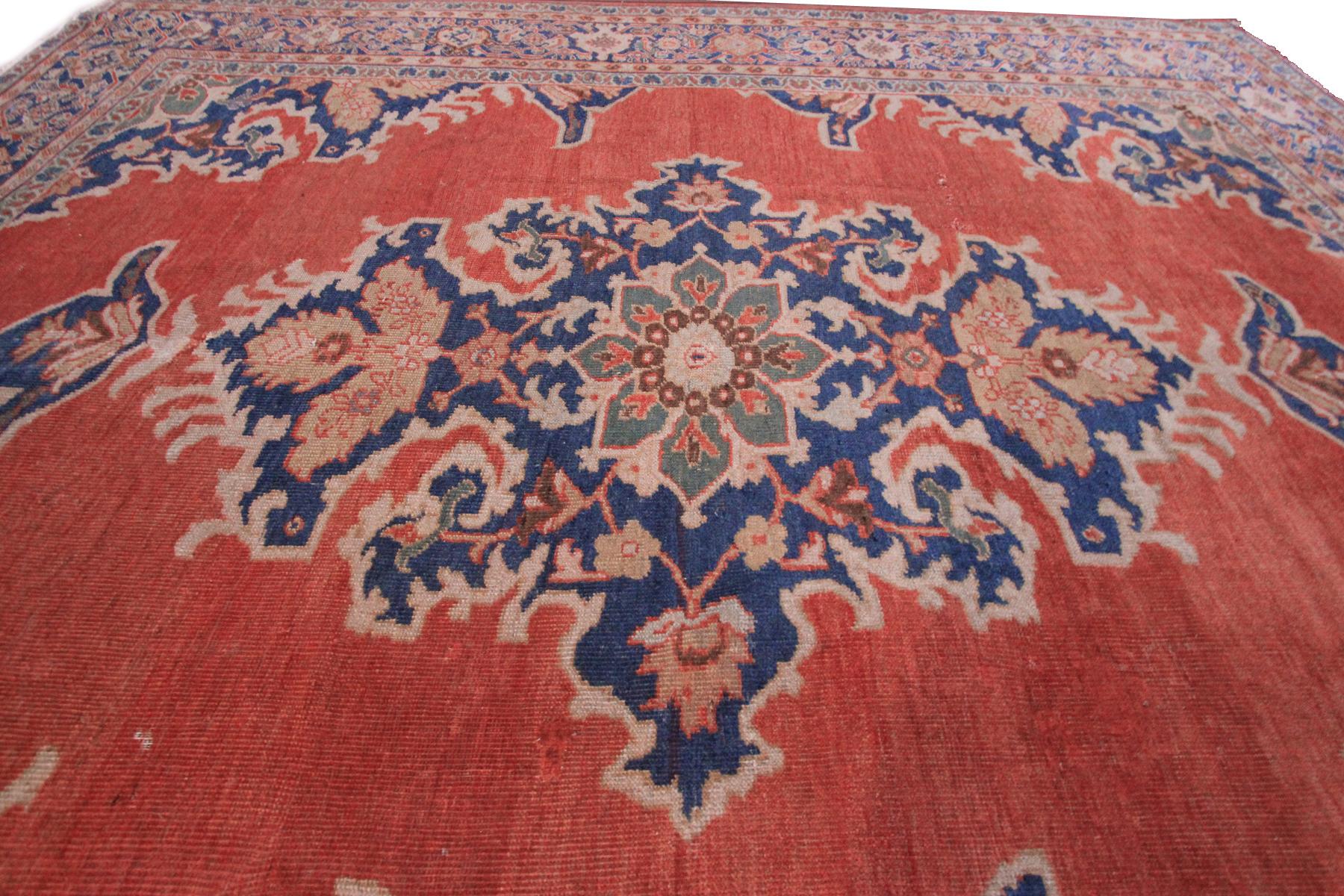 Antique Persian Mahal Rug Antique Sultanabad Rug Rust Geometric, 1880 For Sale 3
