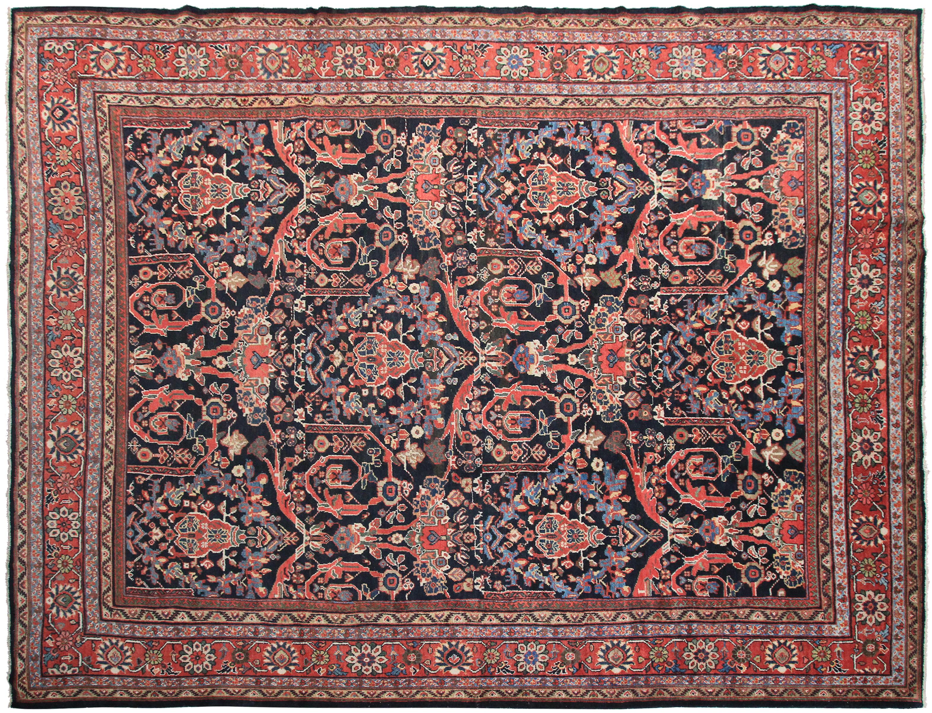 Antique Mahal rug Sultanabad handmade Carpet Arts & Crafts 10 X 13 312cm x 401cm Circa 1920

