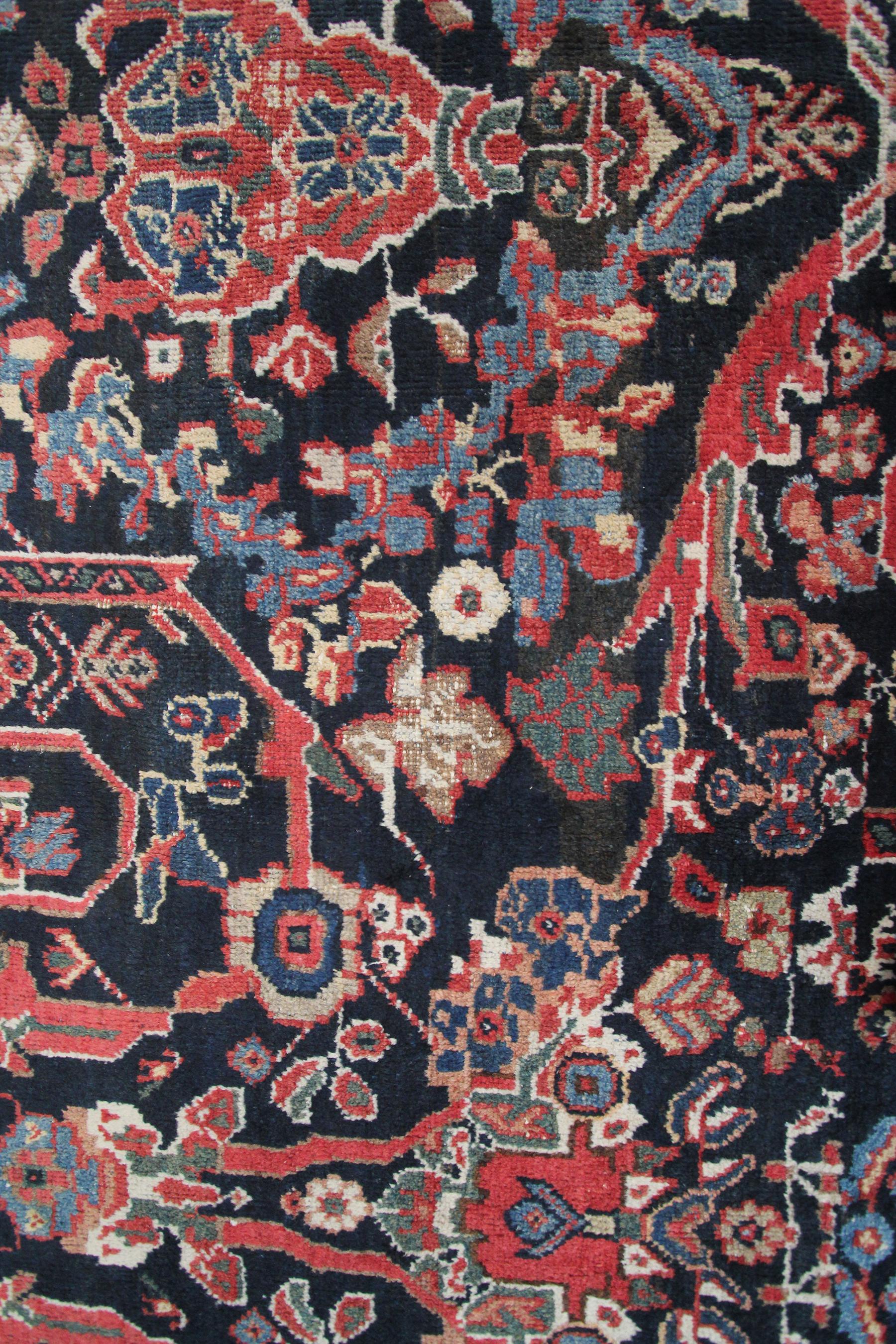 Antique Persian Mahal Rug Antique Sultanabad Rug Blue Geometric Overall For Sale 2