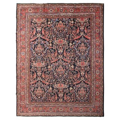 Antique tapis persan Mahal ancien Tapis Sultanabad bleu géométrique