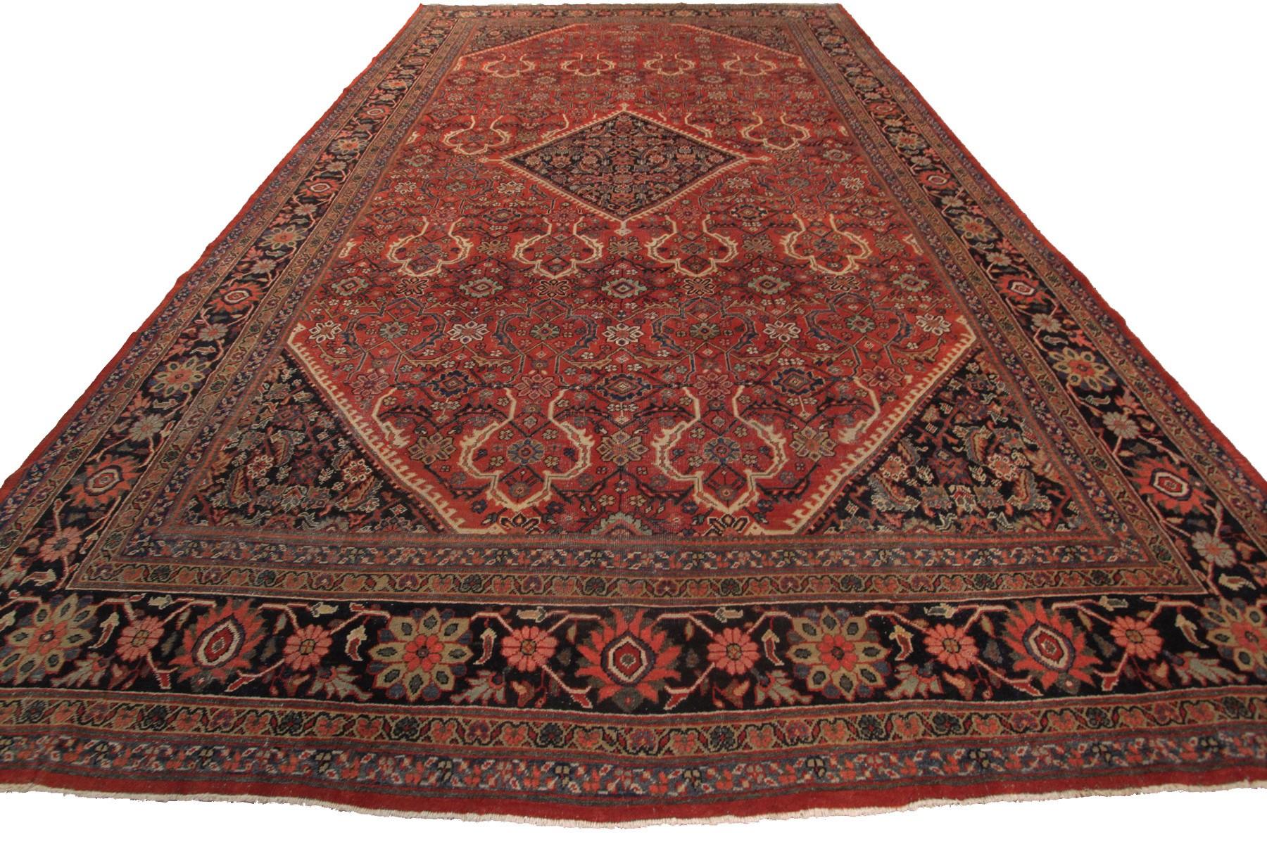 Antique Persian Mahal Sultanabad rug geometric carpet 
10'8
