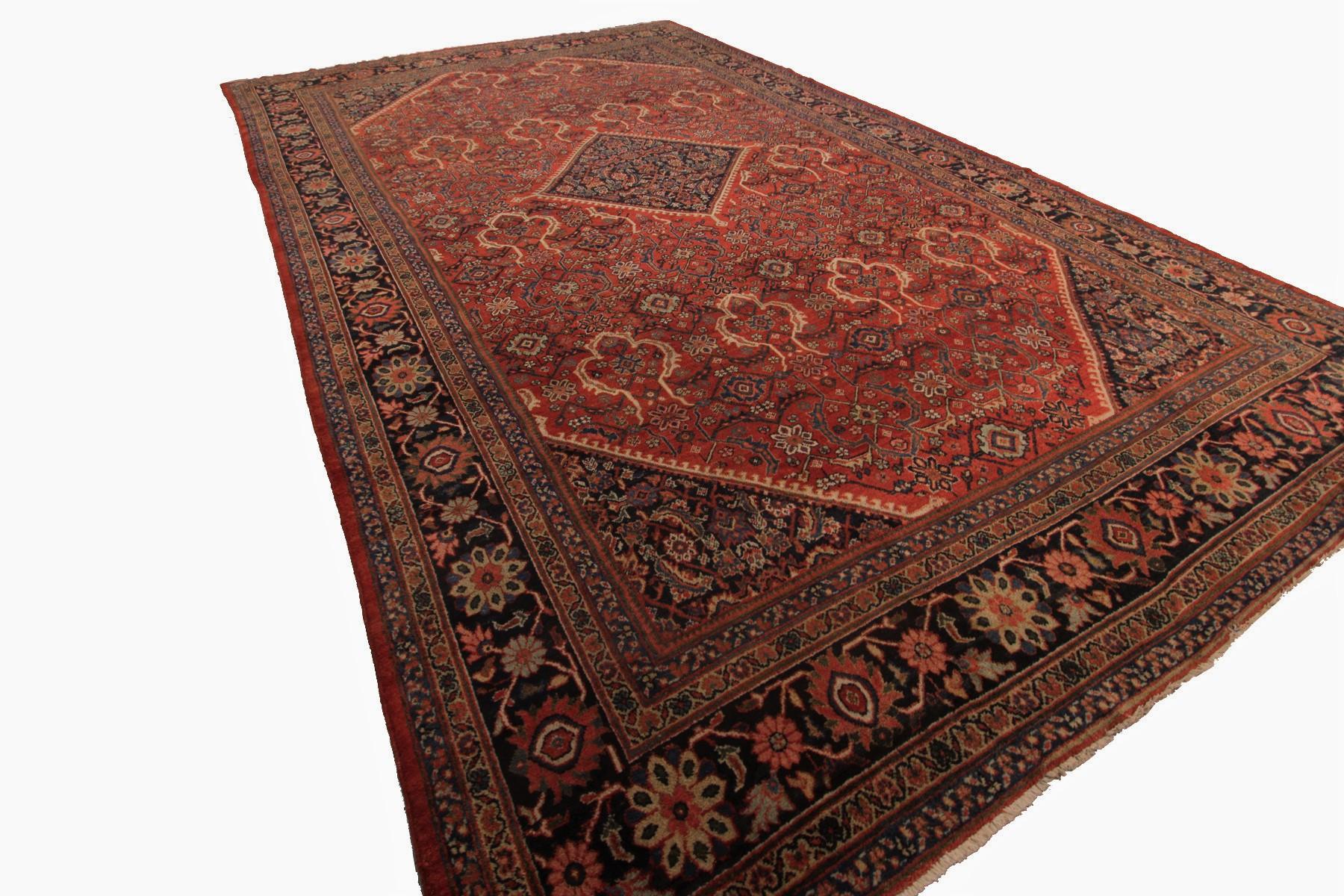 Hand-Knotted Antique Persian Mahal Rug Antique Sultanabad Rug Geometric For Sale