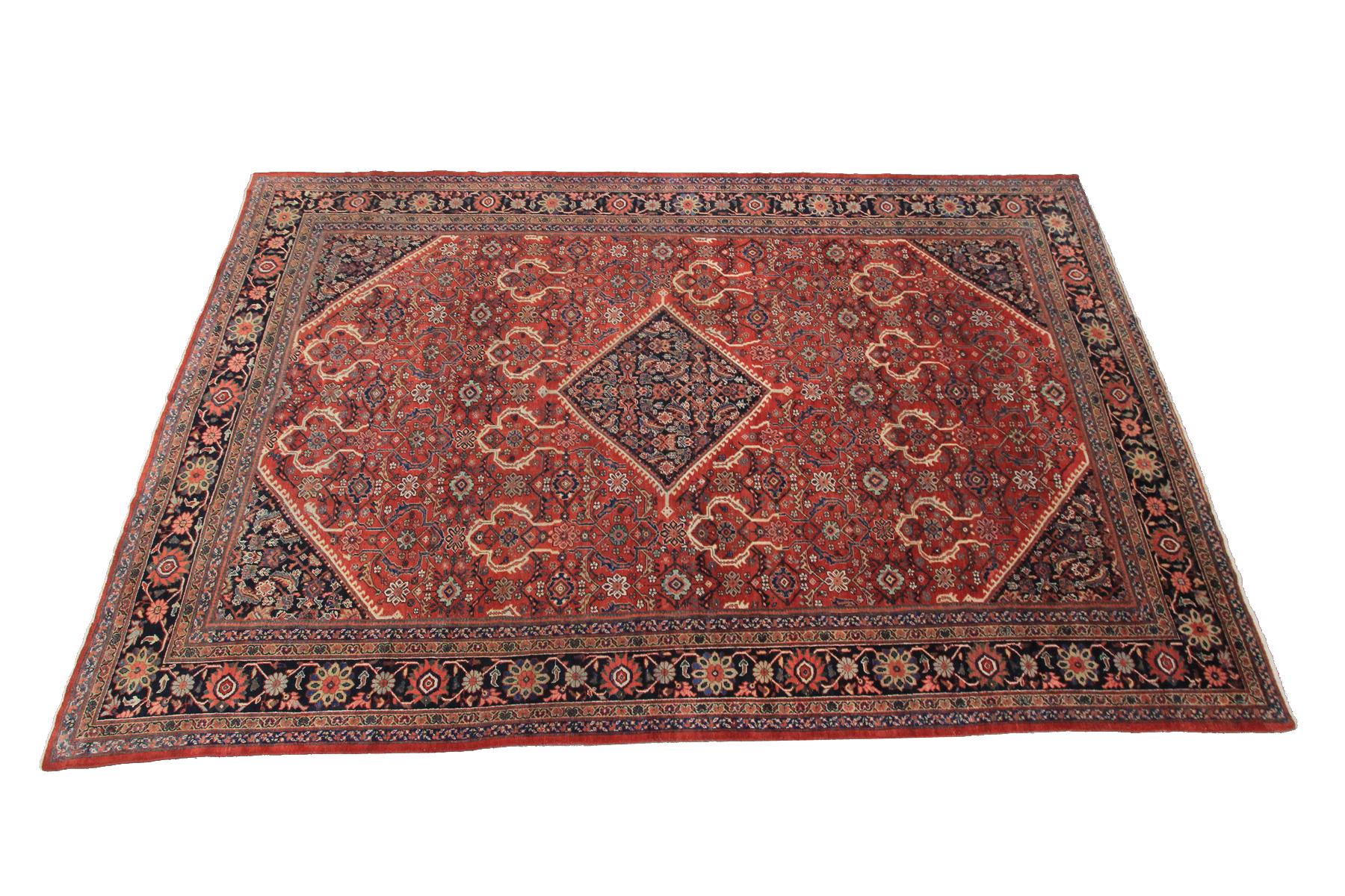 Antique Persian Mahal Rug Antique Sultanabad Rug Geometric In Good Condition For Sale In New York, NY