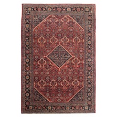 Used Persian Mahal Rug Antique Sultanabad Rug Geometric
