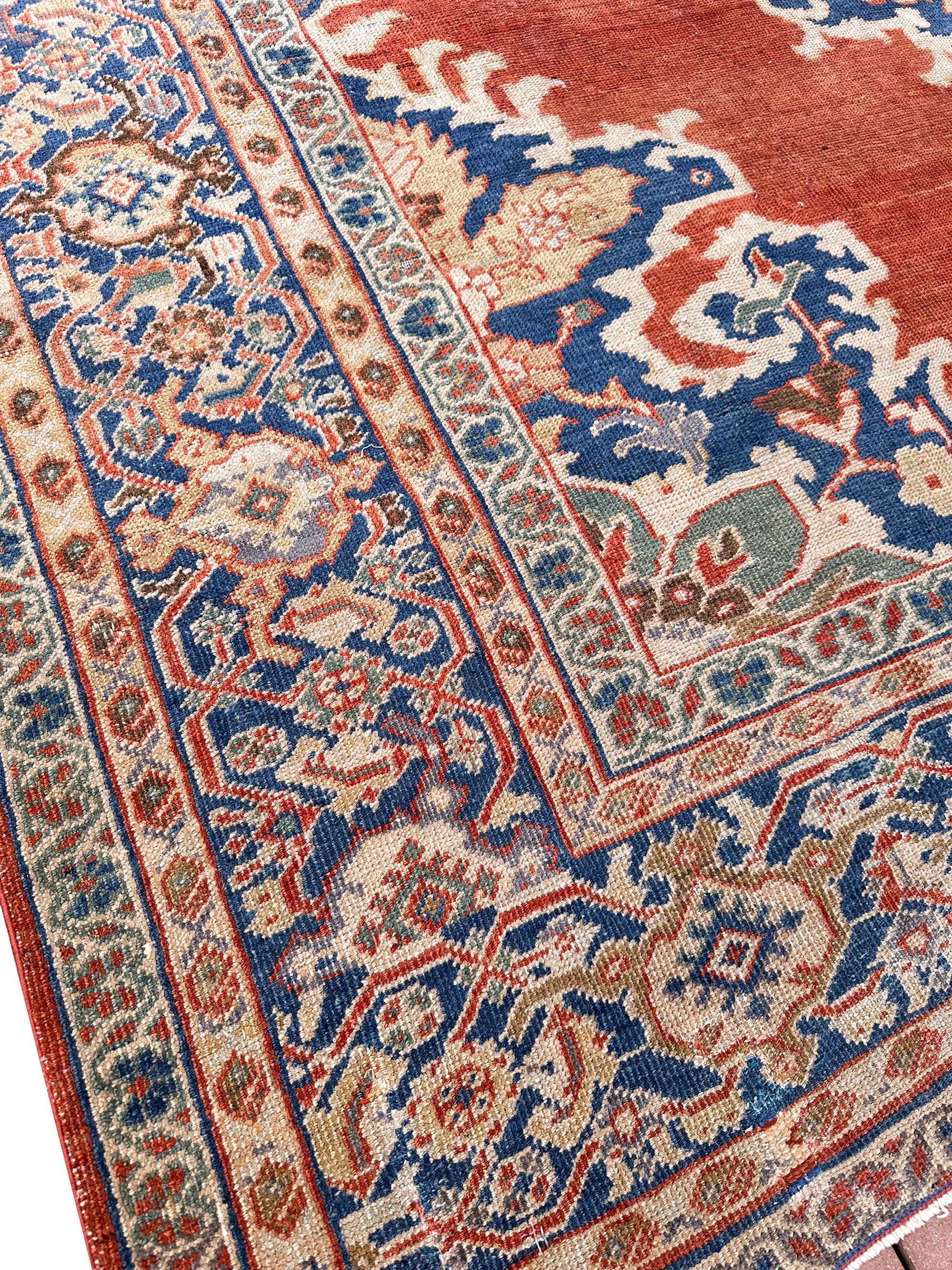 Antico tappeto persiano Mahal Antico tappeto Sultanabad Rugs Rust Geometrico, 1880 10x12 in vendita 6
