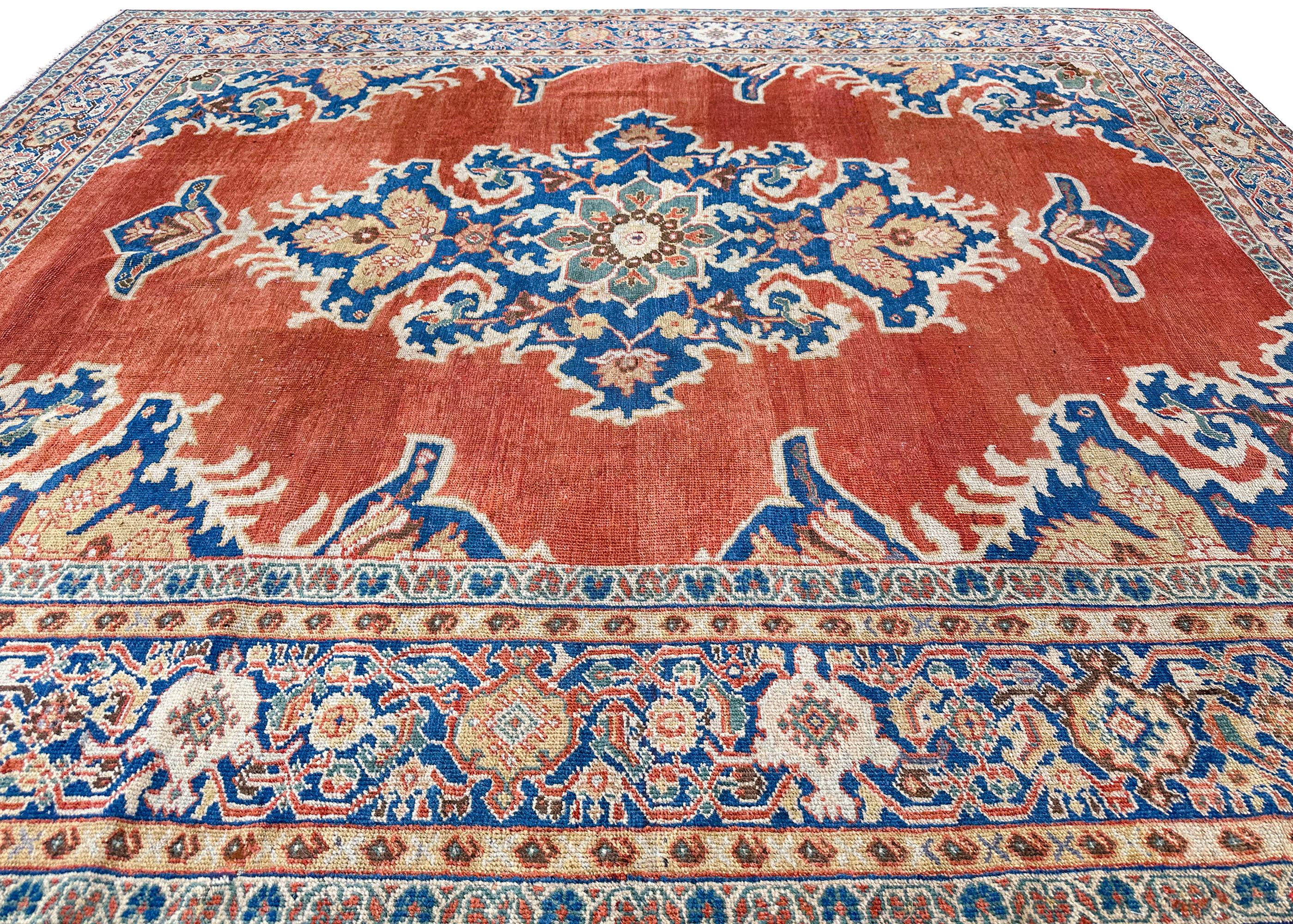 Antico tappeto persiano Mahal Antico tappeto Sultanabad Rugs Rust Geometrico, 1880 10x12 in vendita 7