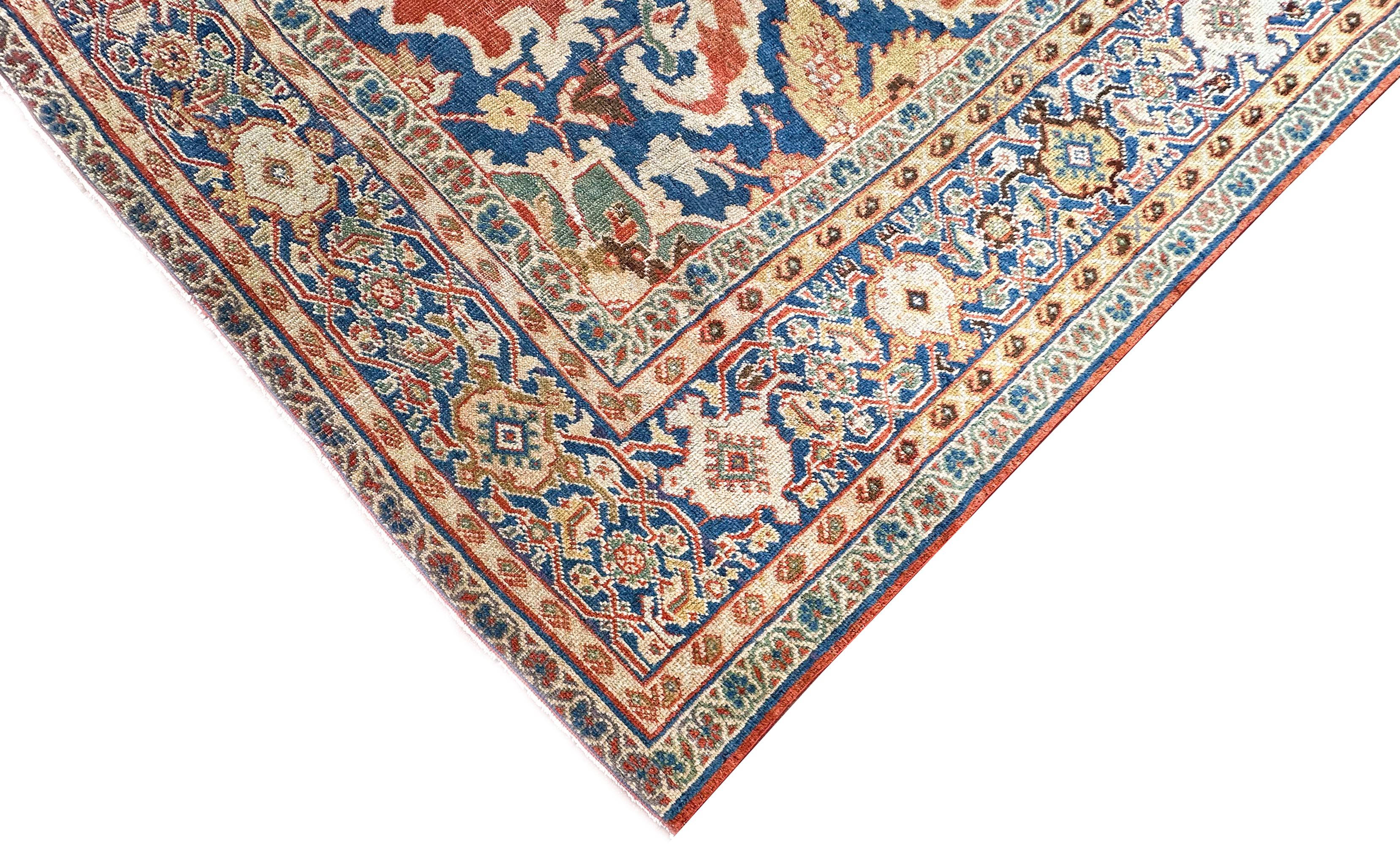 Lana Antico tappeto persiano Mahal Antico tappeto Sultanabad Rugs Rust Geometrico, 1880 10x12 in vendita
